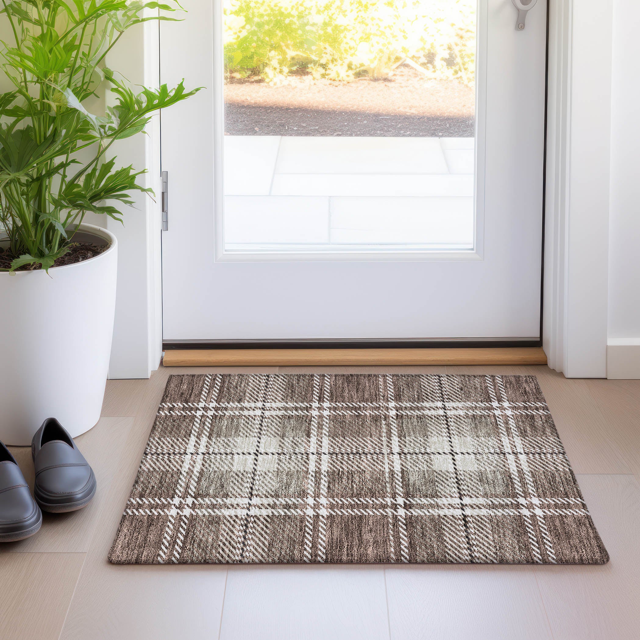 Chiang Mai Machine Washable Transitional Brown Rug 1'8" x 2'6" #shape_Rectangle