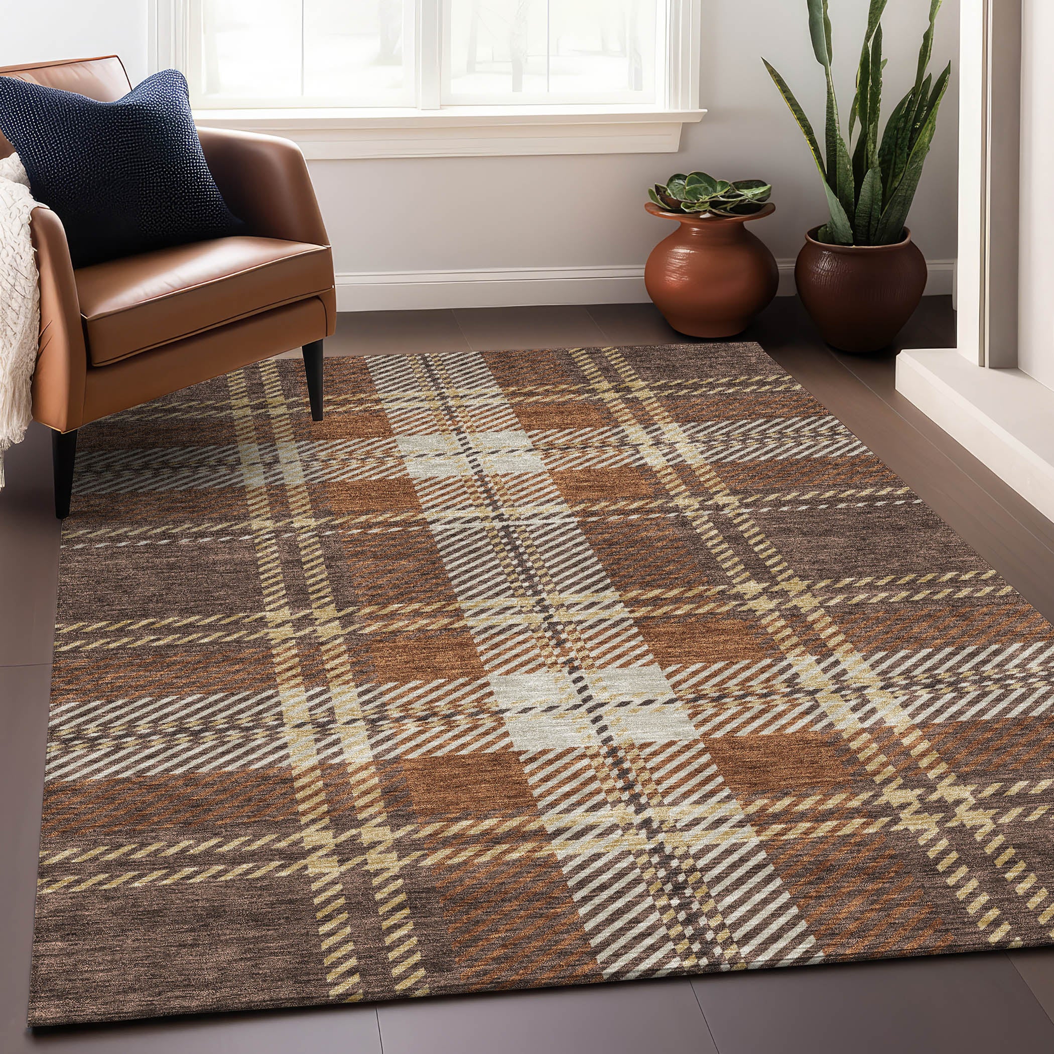 Chiang Mai Machine Washable Transitional Chocolate Brown Rug 2'6" x 3'10" #shape_Rectangle