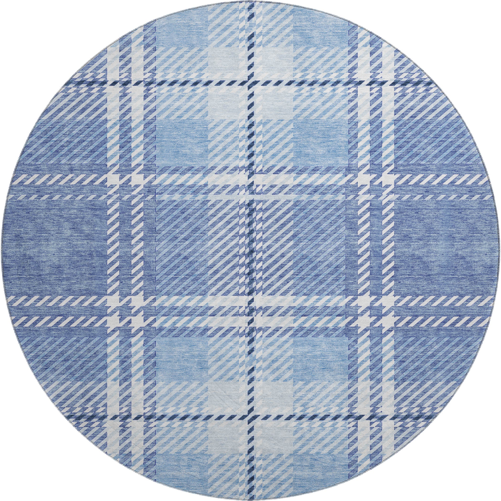 Chiang Mai Machine Washable Transitional Denim Blue Rug 8' x 8' #shape_Round