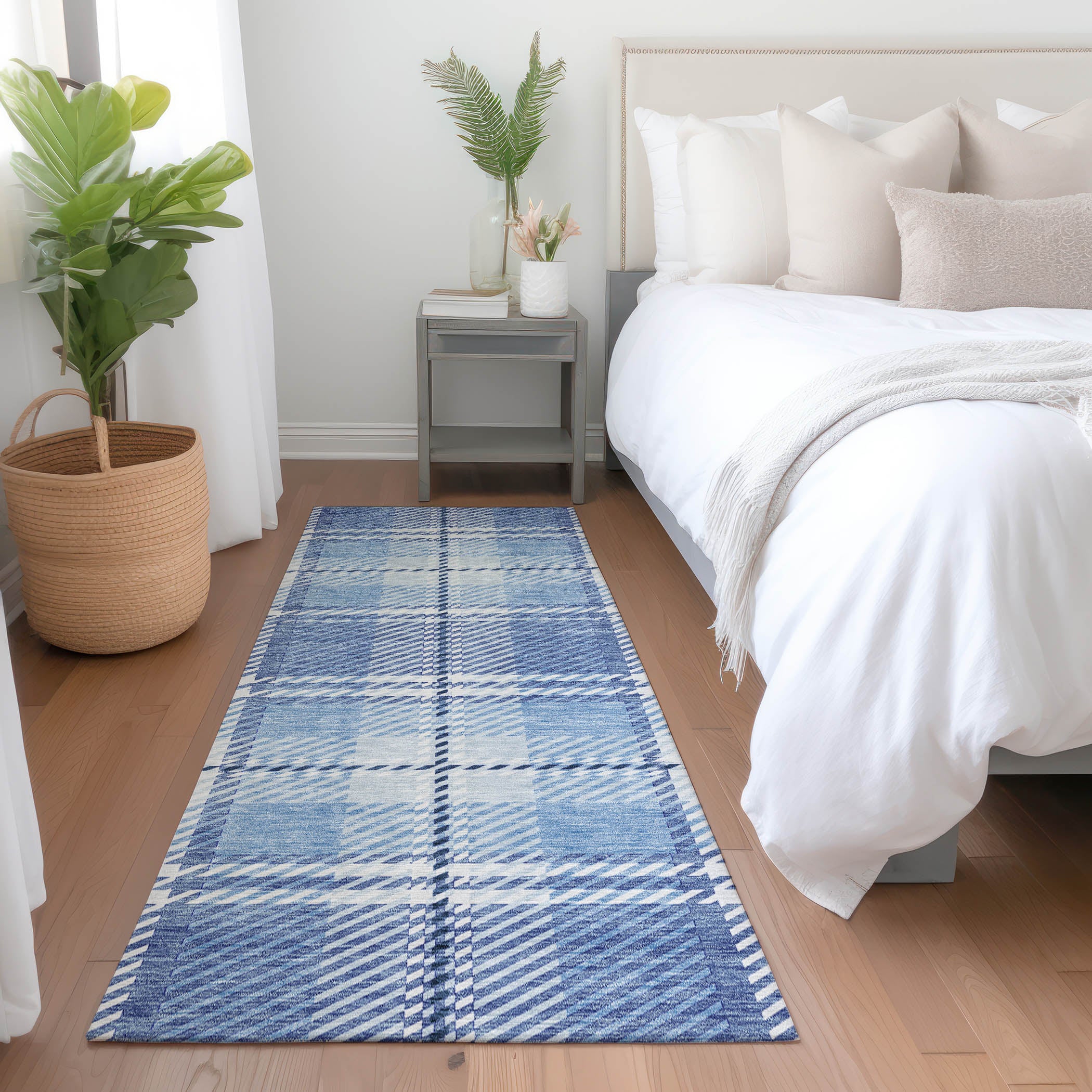Chiang Mai Machine Washable Transitional Denim Blue Rug 2'3" x 7'6" #shape_Runner