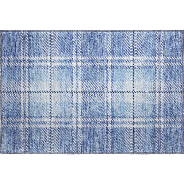 Chiang Mai Machine Washable Transitional Denim Blue Rug 1'8" x 2'6"