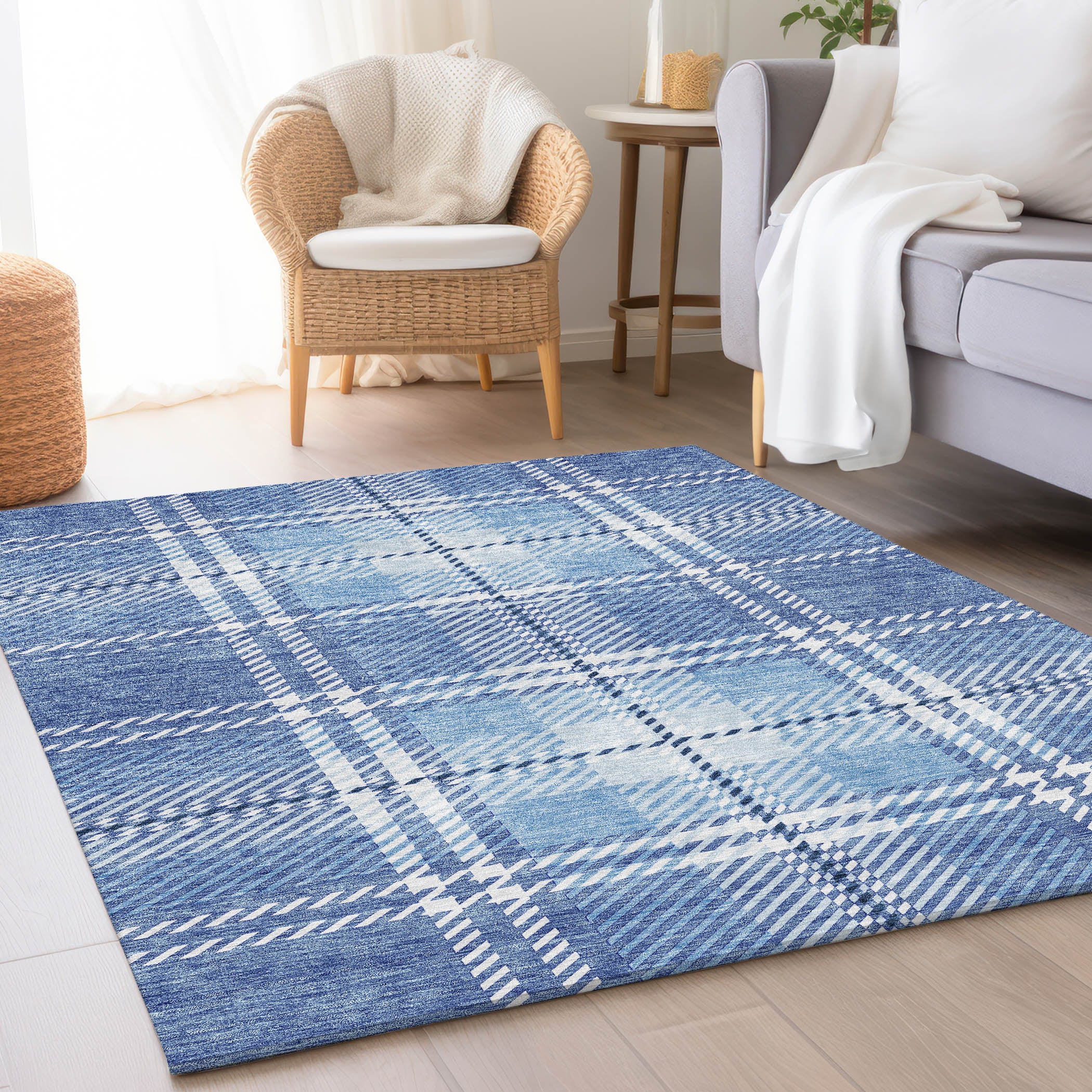 Chiang Mai Machine Washable Transitional Denim Blue Rug 2'6" x 3'10" #shape_Rectangle