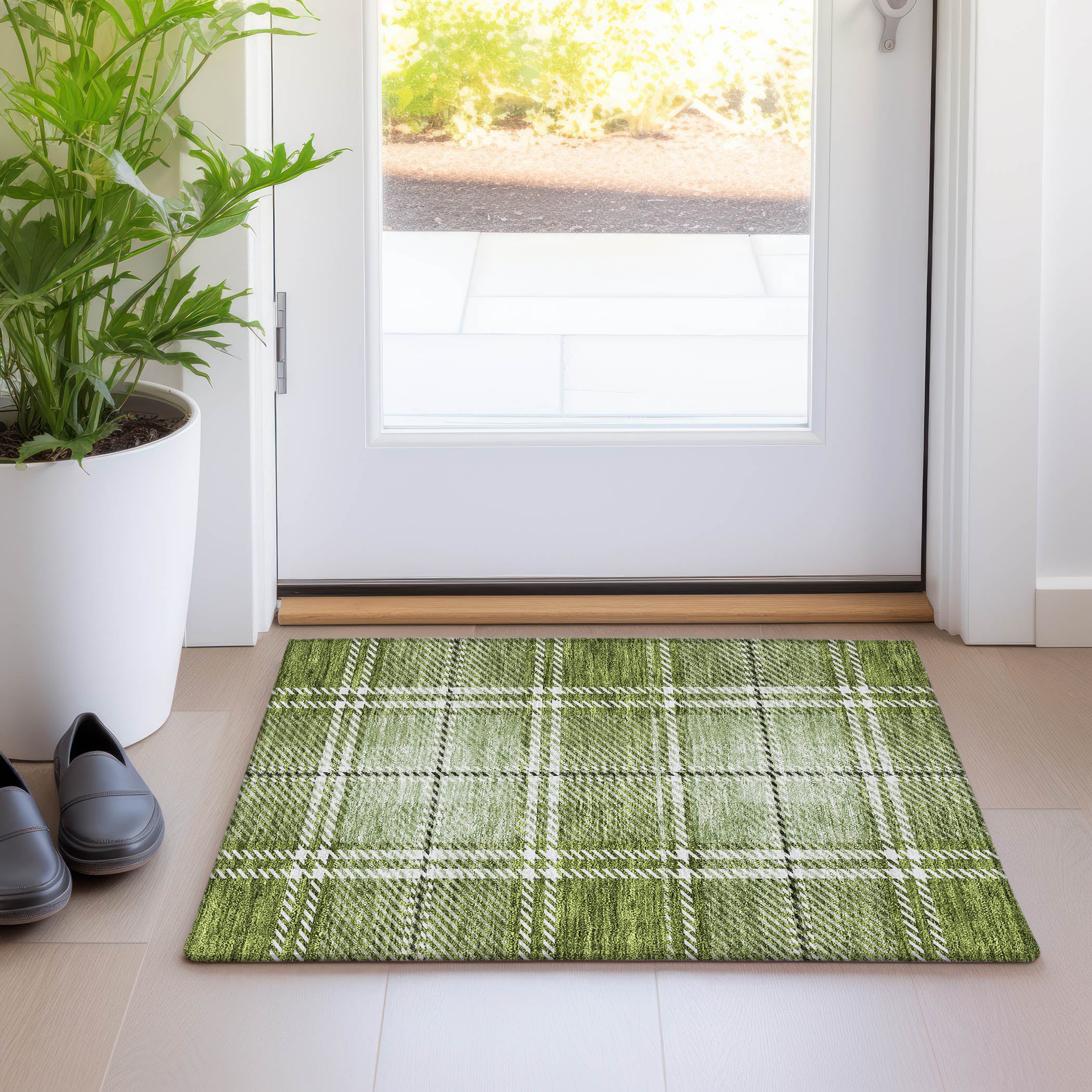 Chiang Mai Machine Washable Transitional Green Rug 1'8" x 2'6" #shape_Rectangle