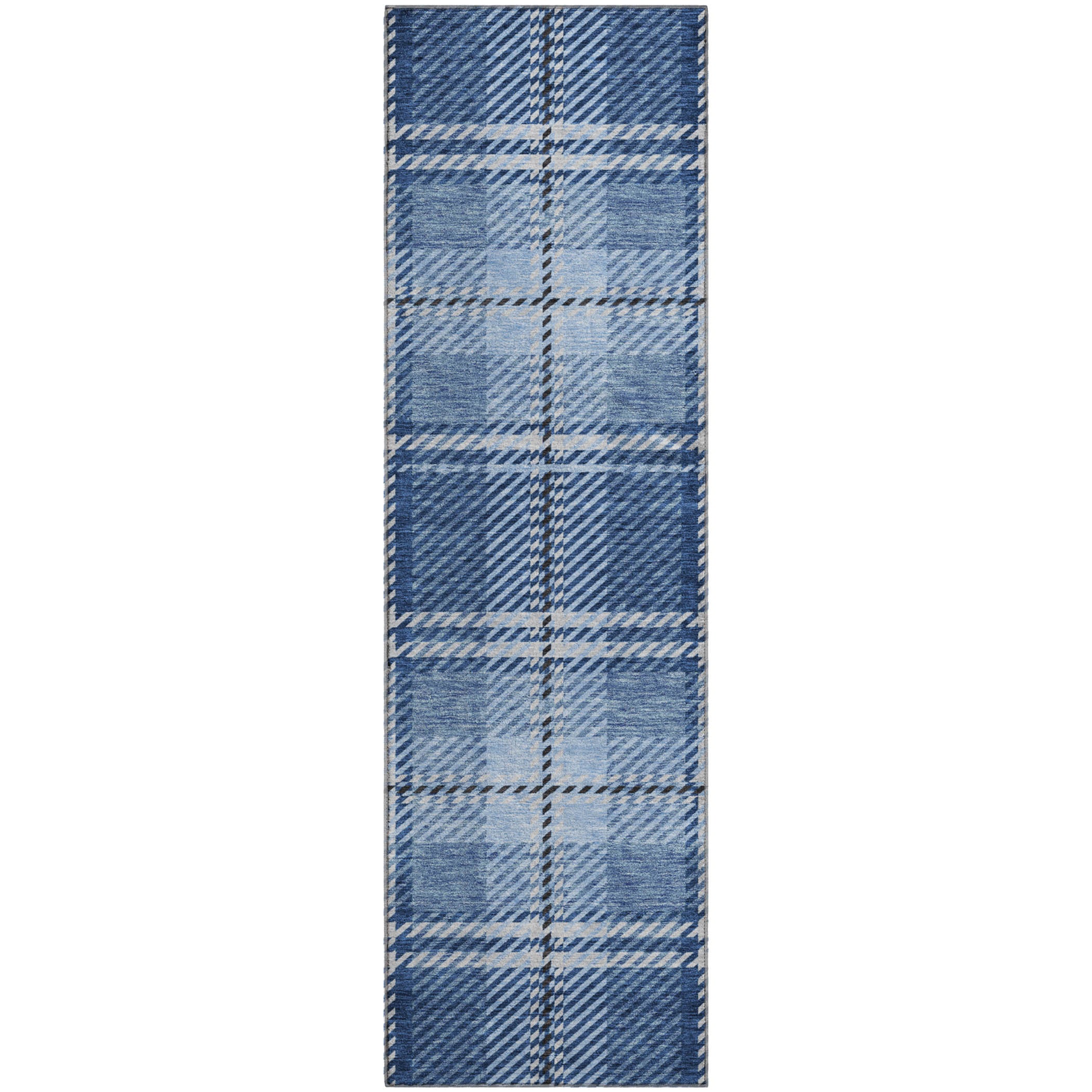 Chiang Mai Machine Washable Transitional Navy Blue Rug 2'3" x 7'6" #shape_Runner