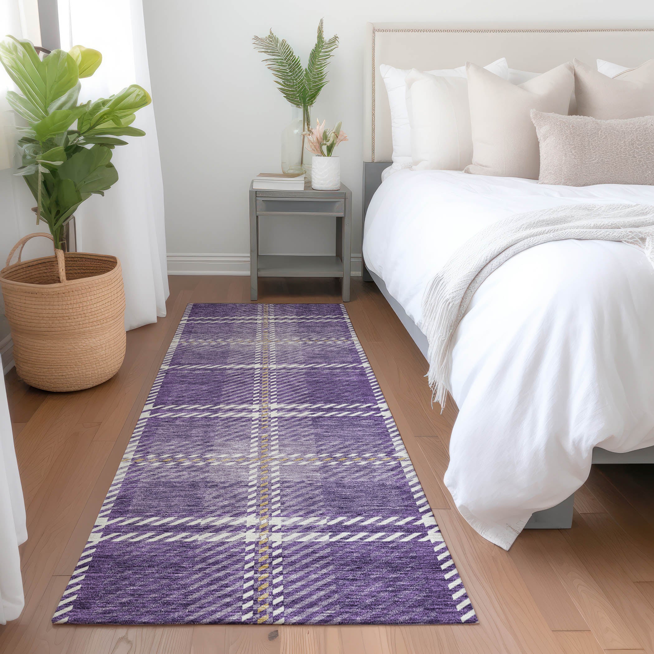 Chiang Mai Machine Washable Transitional Purple Rug 2'3" x 7'6" #shape_Runner