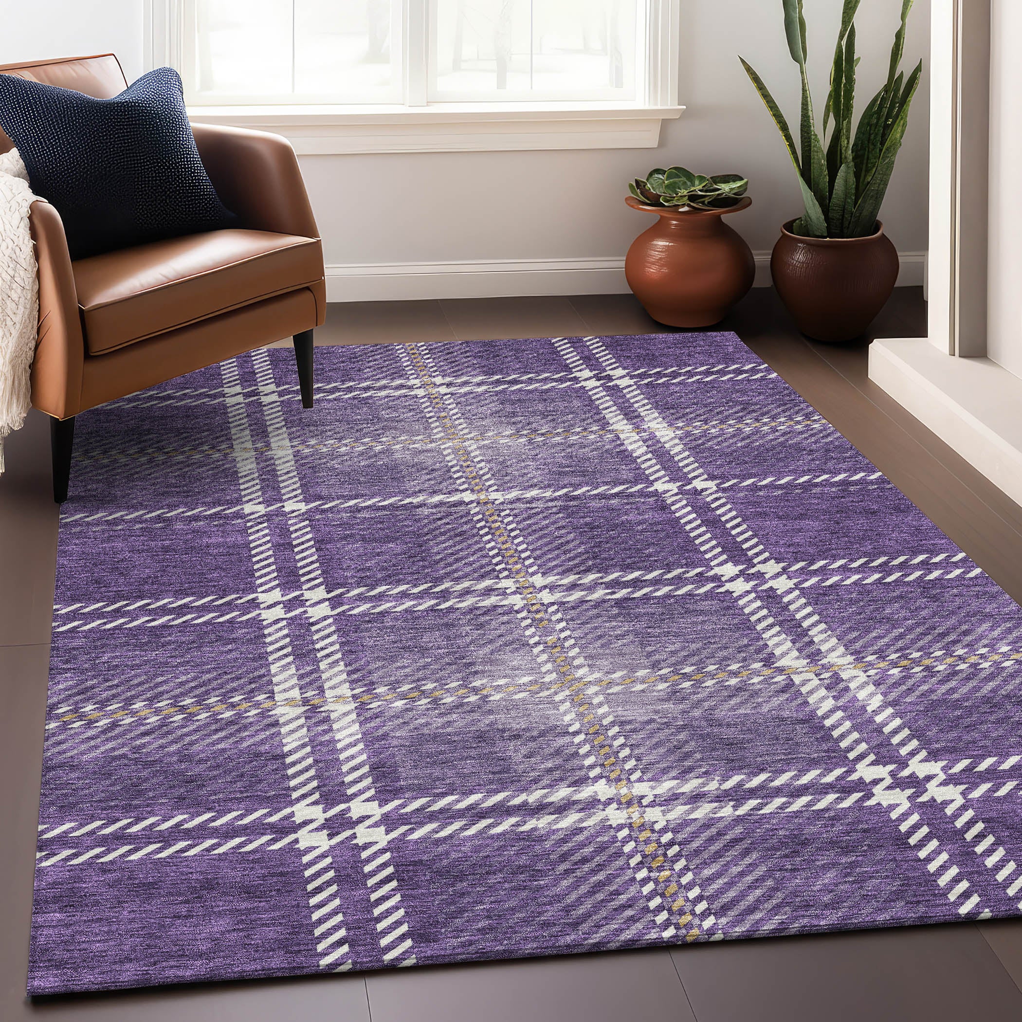 Chiang Mai Machine Washable Transitional Purple Rug 2'6" x 3'10" #shape_Rectangle