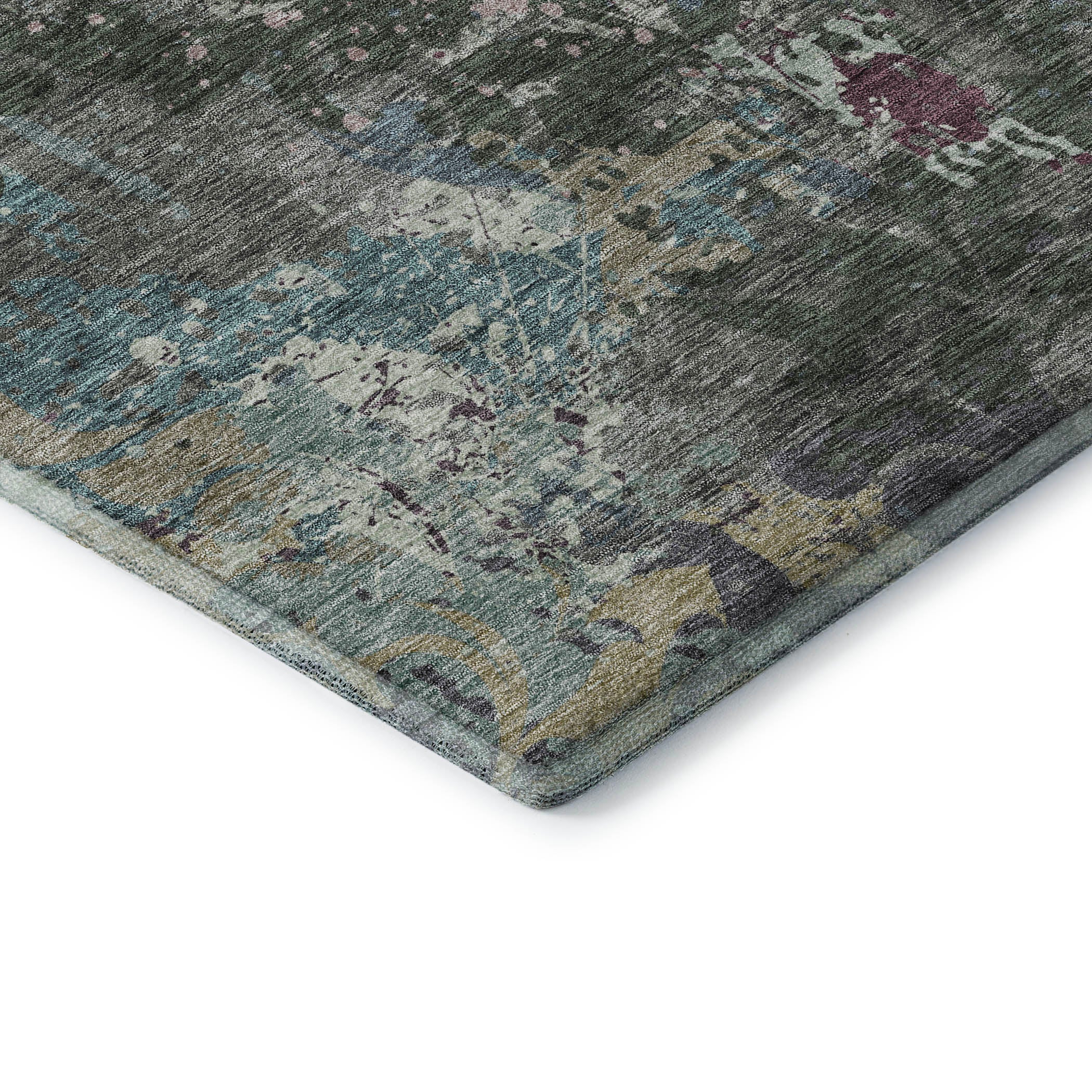 Split Machine Washable Transitional Fern Green Rug 1'8" x 2'6" #shape_Rectangle