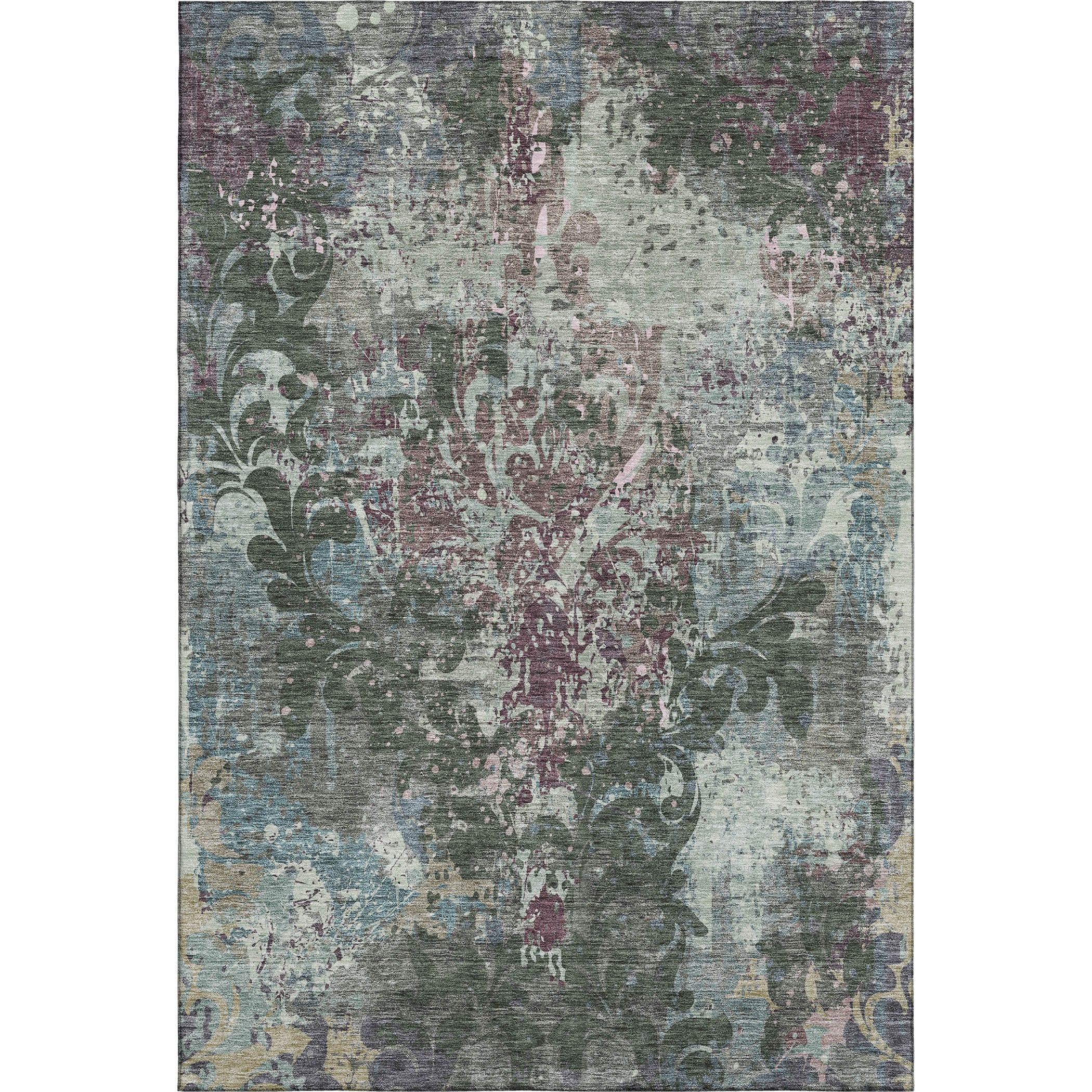 Split Machine Washable Transitional Fern Green Rug 2'6" x 3'10" #shape_Rectangle