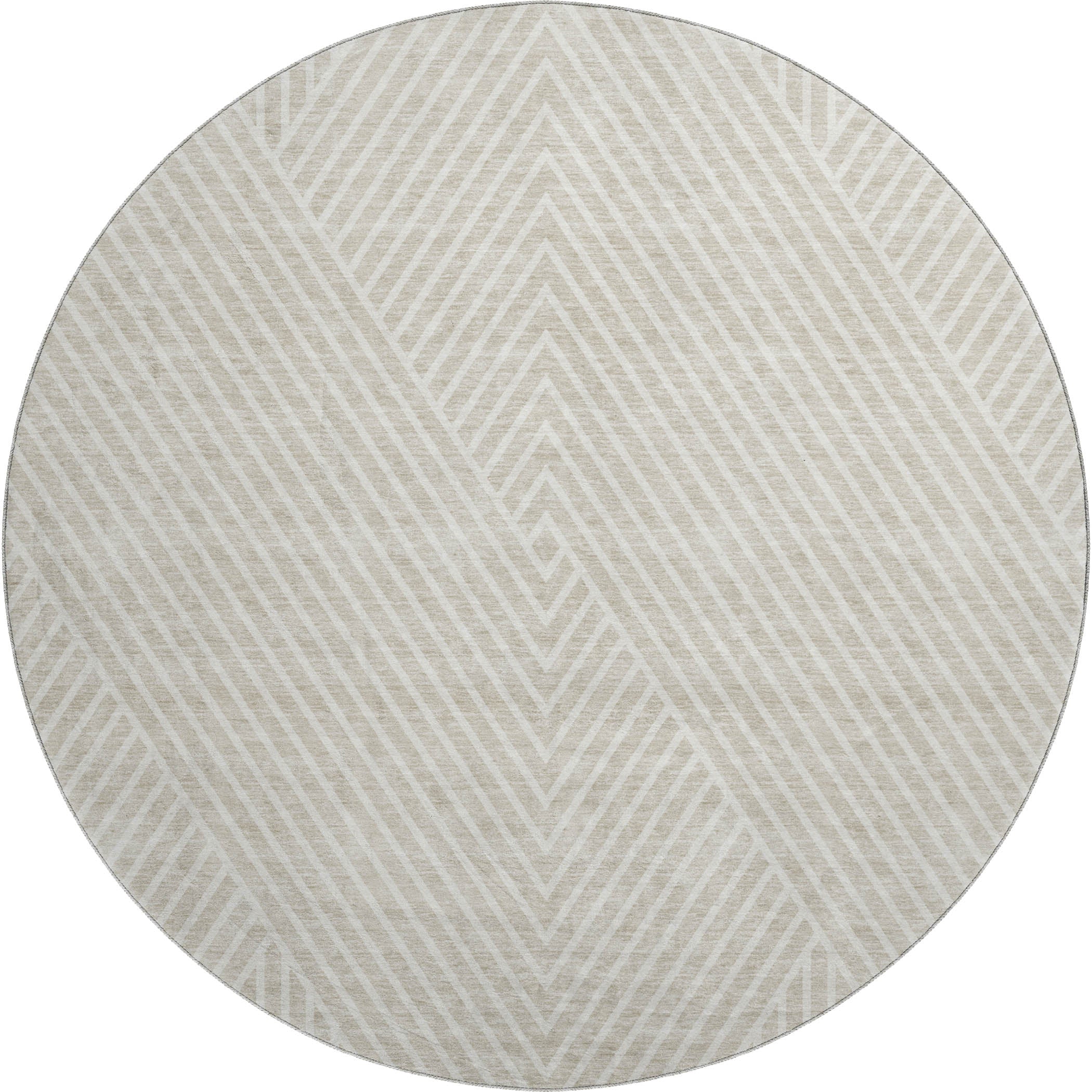 Bern Machine Washable Transitional Beige Brown Rug 8' x 8' #shape_Round