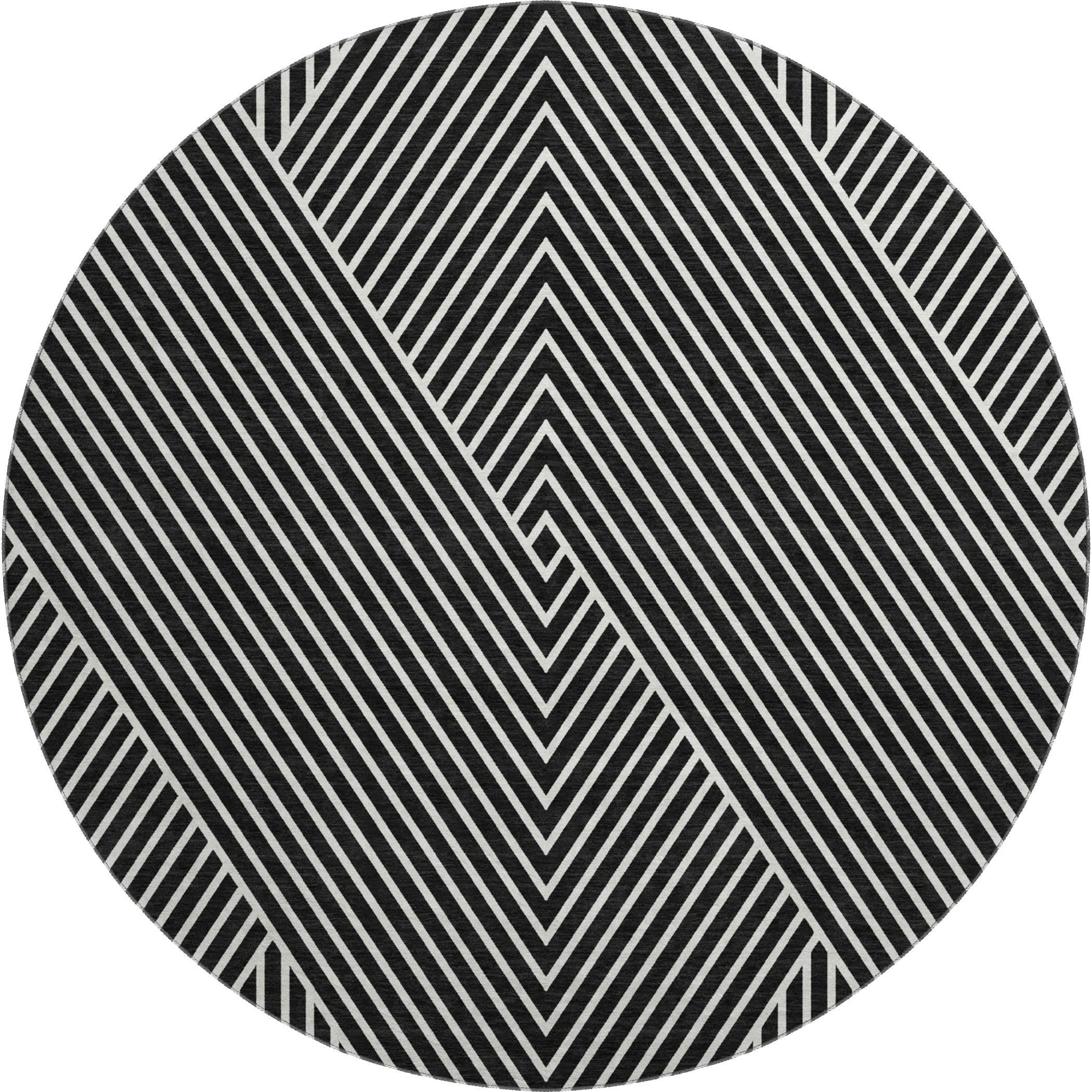 Bern Machine Washable Transitional Black Rug 8' x 8' #shape_Round