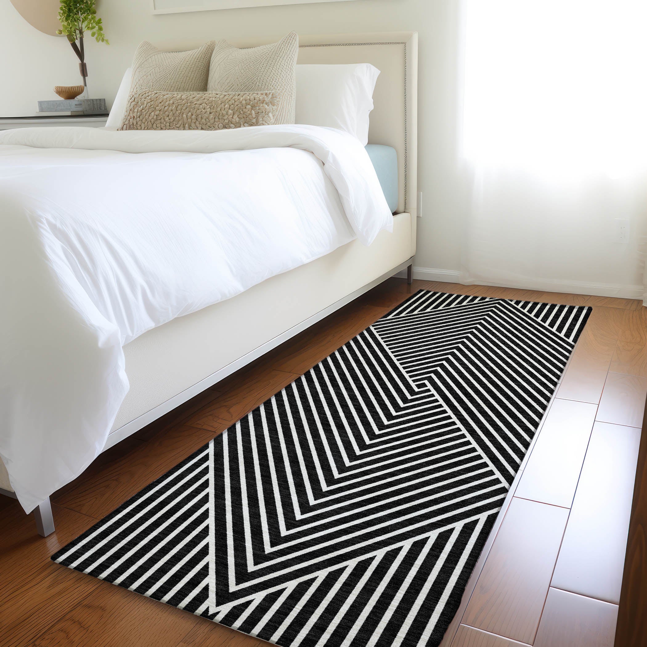 Bern Machine Washable Transitional Black Rug 2'3" x 7'6" #shape_Runner