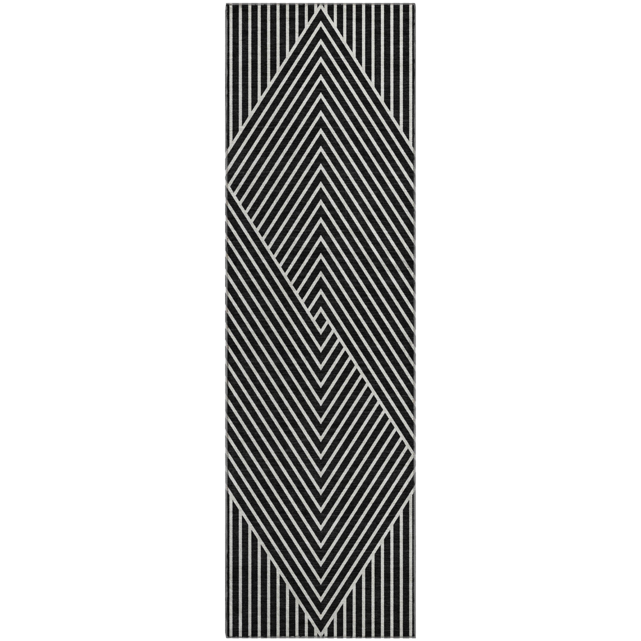 Bern Machine Washable Transitional Black Rug 2'3" x 7'6" #shape_Runner
