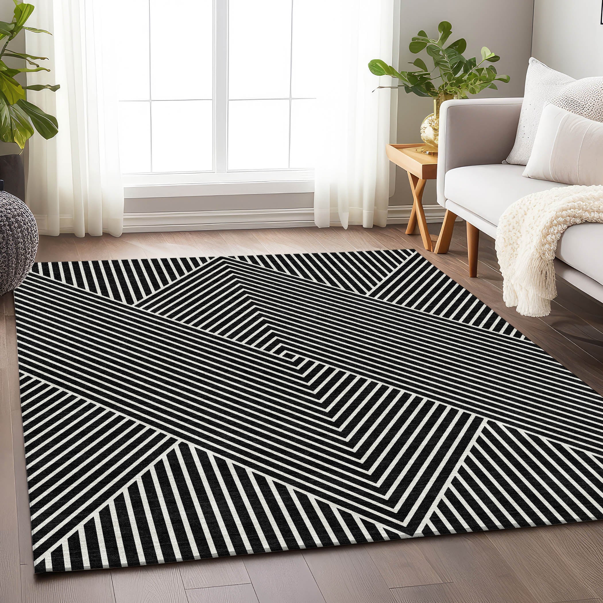 Bern Machine Washable Transitional Black Rug 2'6" x 3'10" #shape_Rectangle