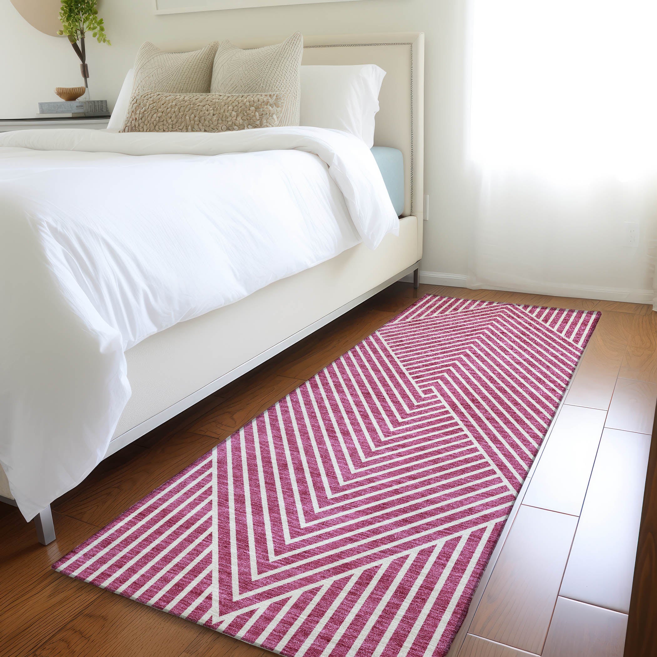 Bern Machine Washable Transitional Blush Pink Rug 2'3" x 7'6" #shape_Runner