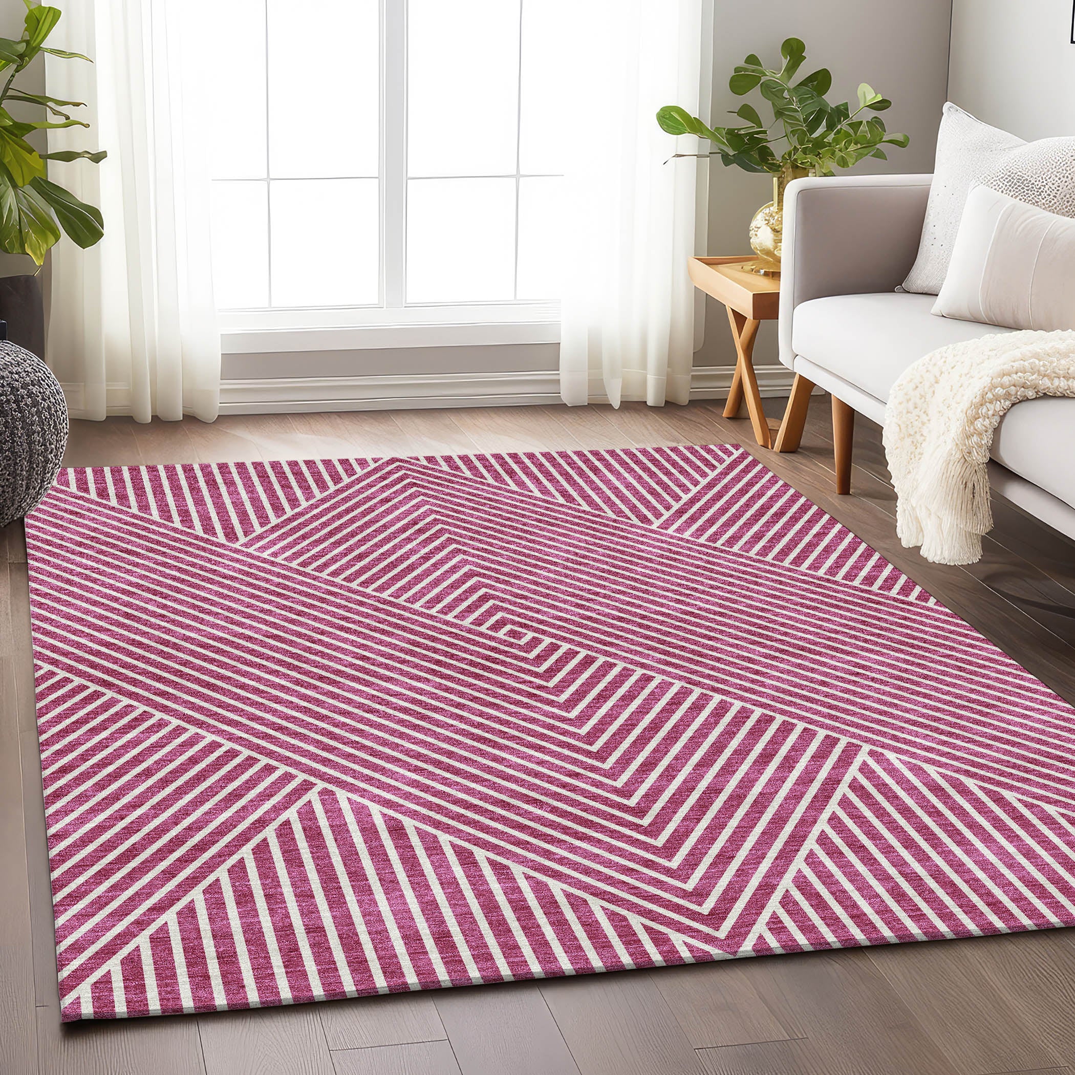 Bern Machine Washable Transitional Blush Pink Rug 2'6" x 3'10" #shape_Rectangle
