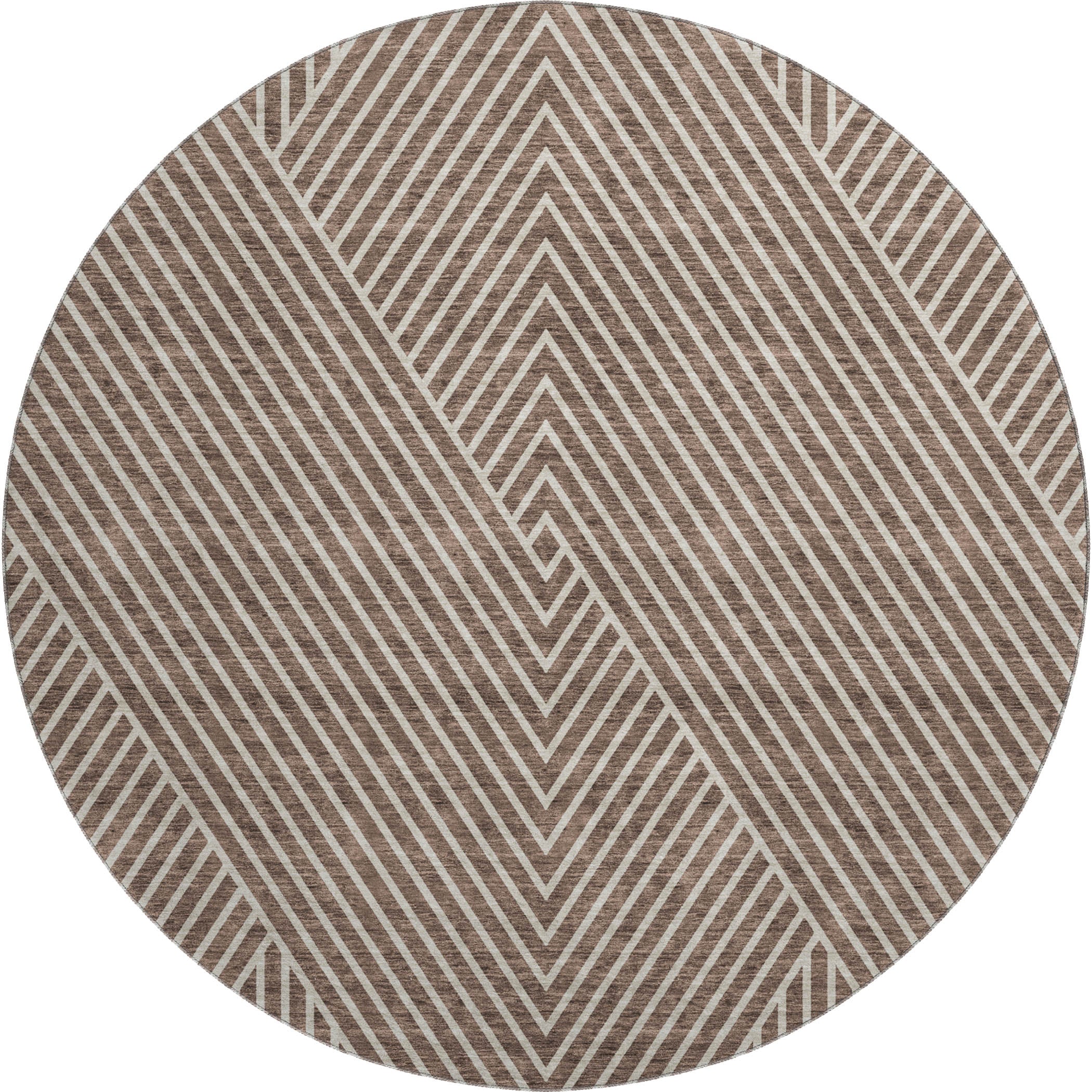 Bern Machine Washable Transitional Brown Rug 8' x 8' #shape_Round