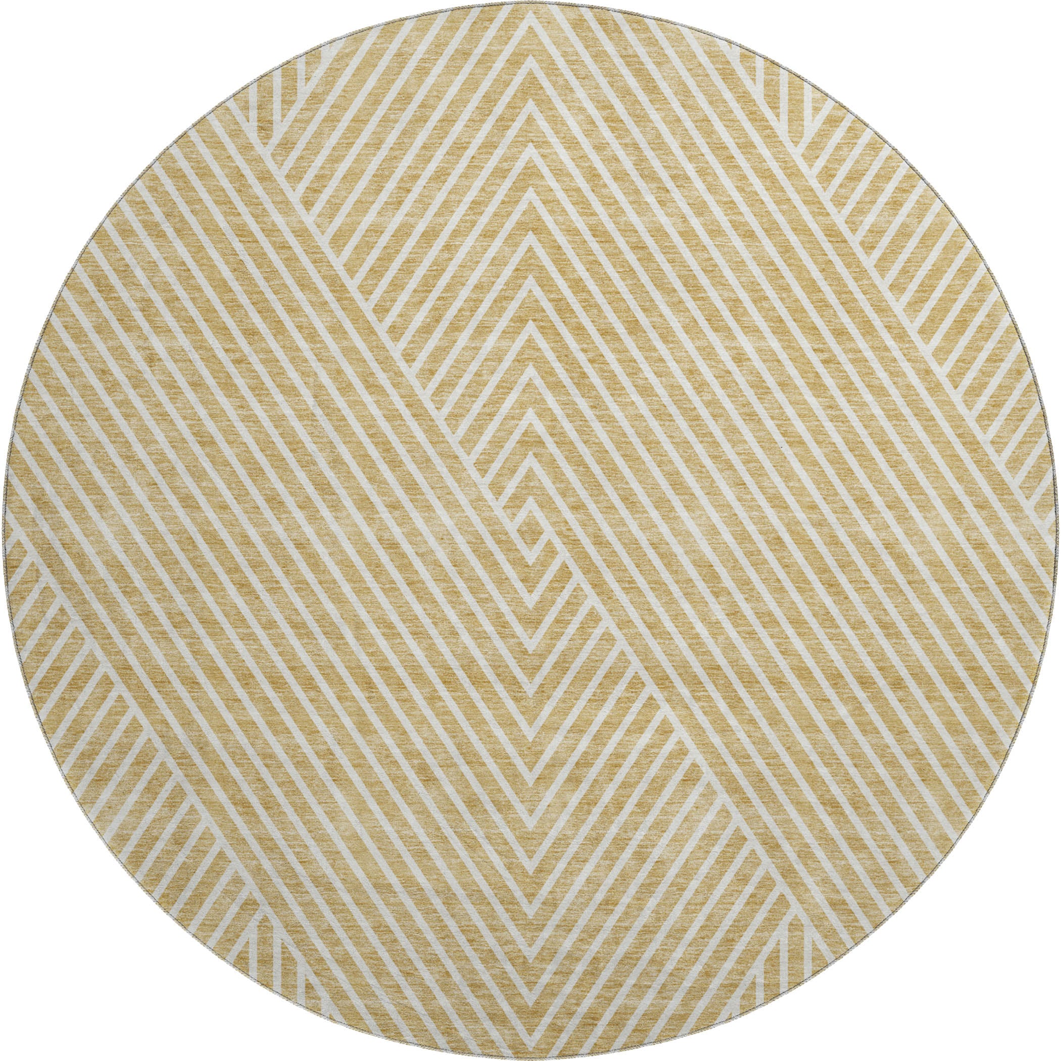 Bern Machine Washable Transitional Gold Rug 8' x 8' #shape_Round