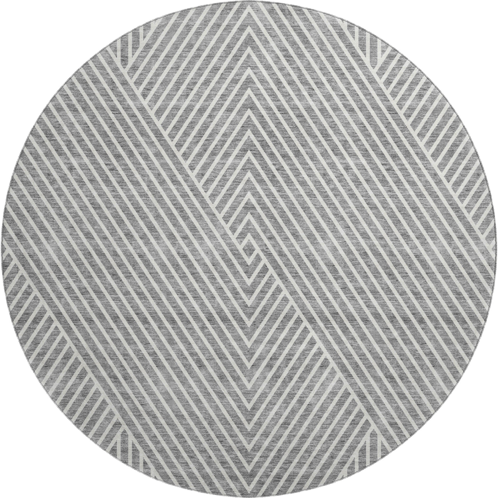 Bern Machine Washable Transitional Gray Rug 8' x 8' #shape_Round
