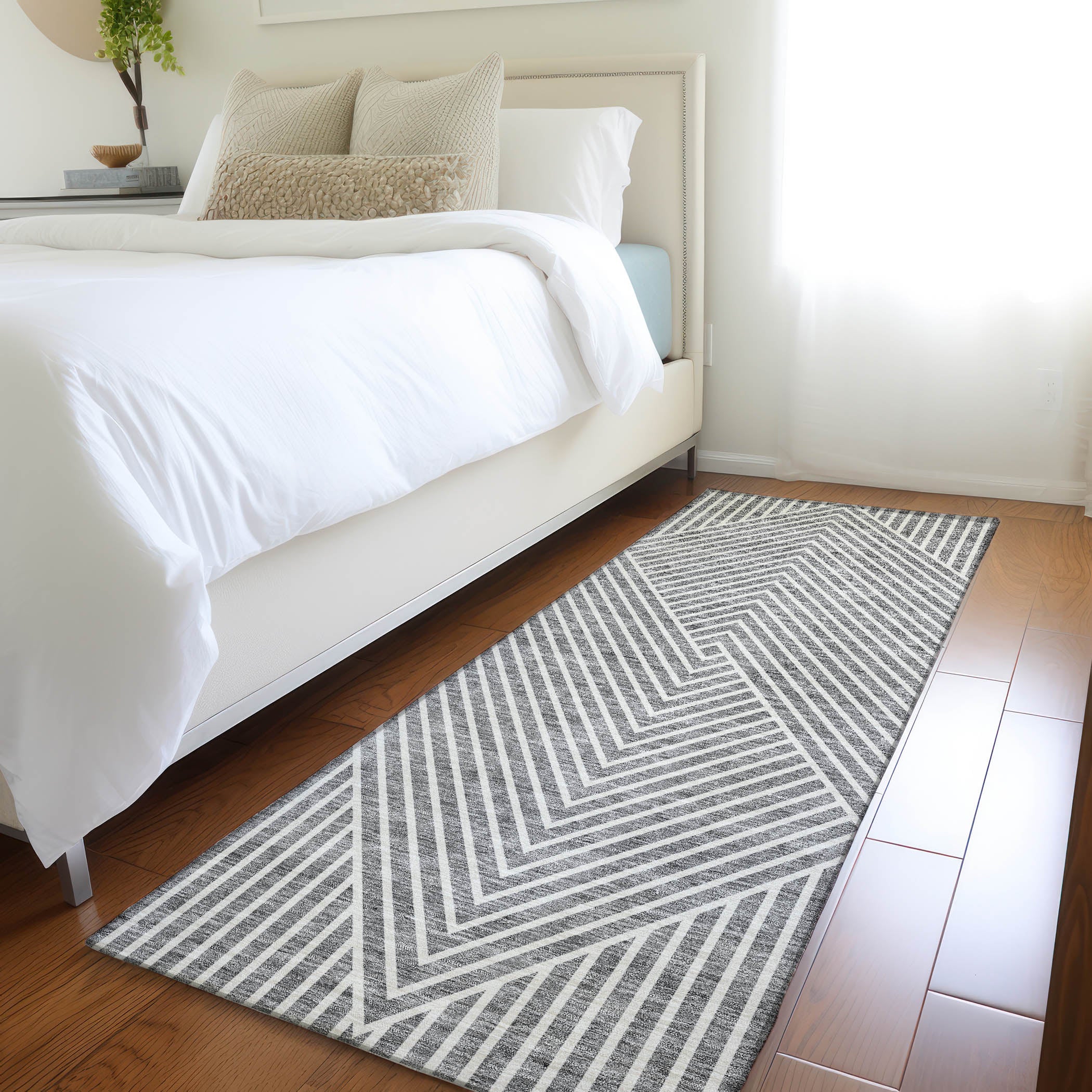 Bern Machine Washable Transitional Gray Rug 2'3" x 7'6" #shape_Runner