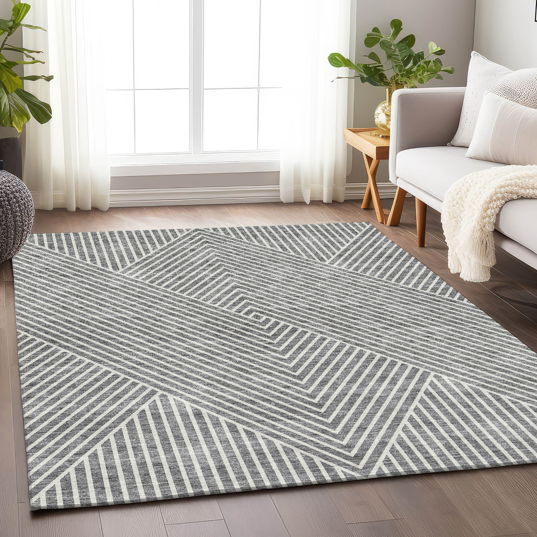 Bern Machine Washable Transitional Gray Rug 2'6" x 3'10" #shape_Rectangle