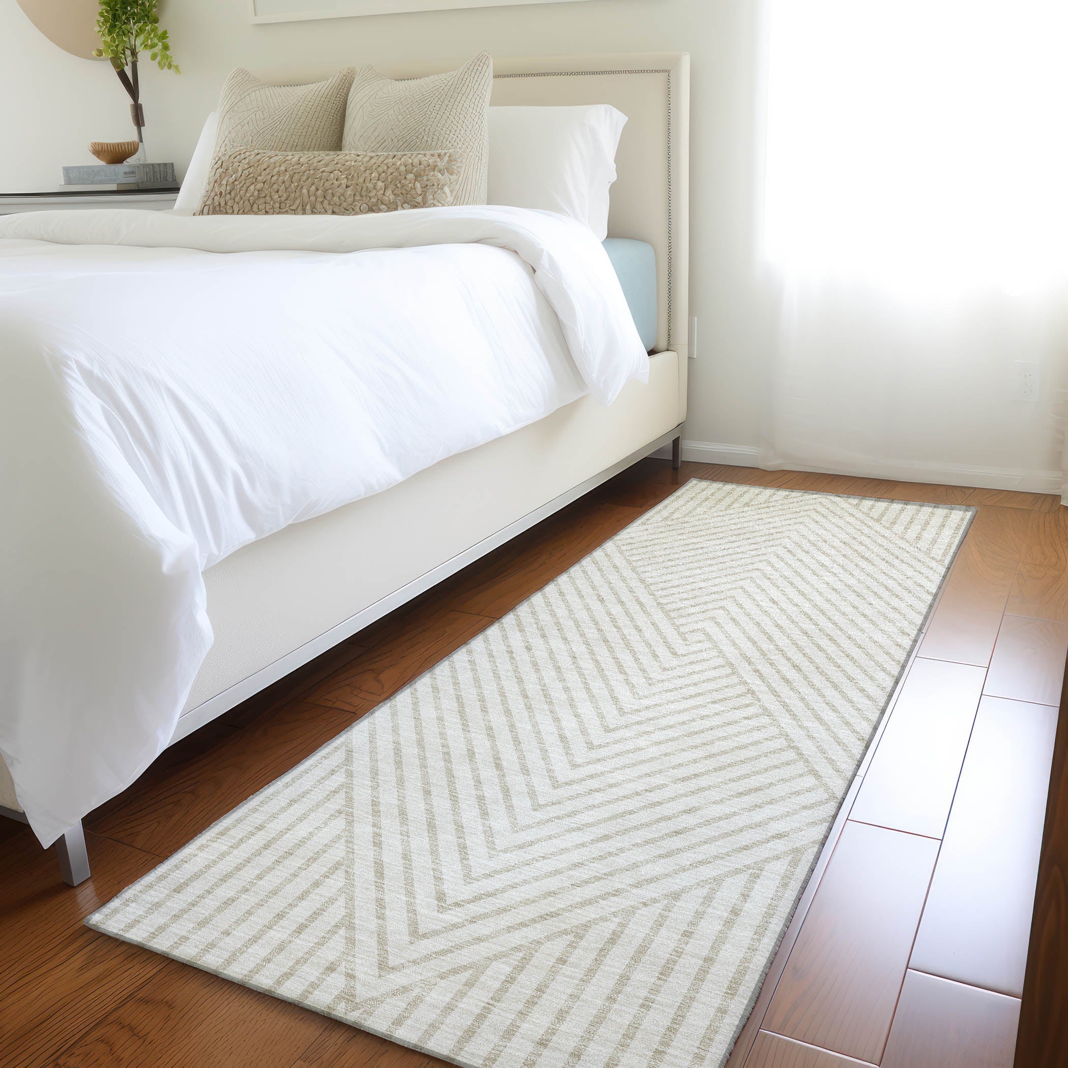 Bern Machine Washable Transitional Ivory Rug 2'3" x 7'6" #shape_Runner