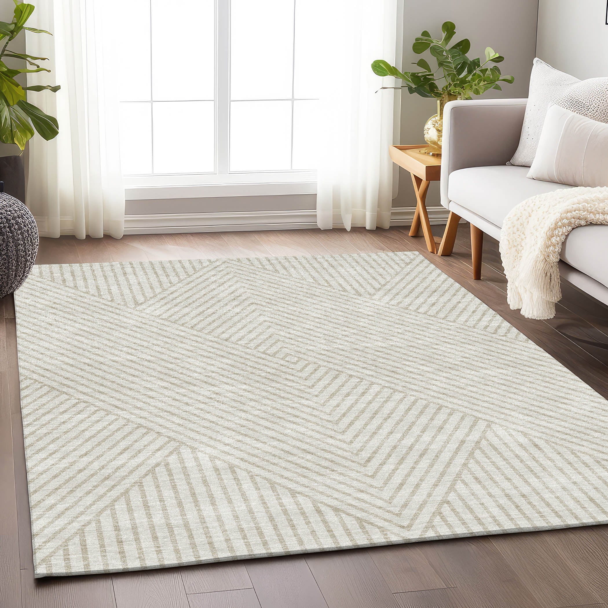 Bern Machine Washable Transitional Ivory Rug 2'6" x 3'10" #shape_Rectangle