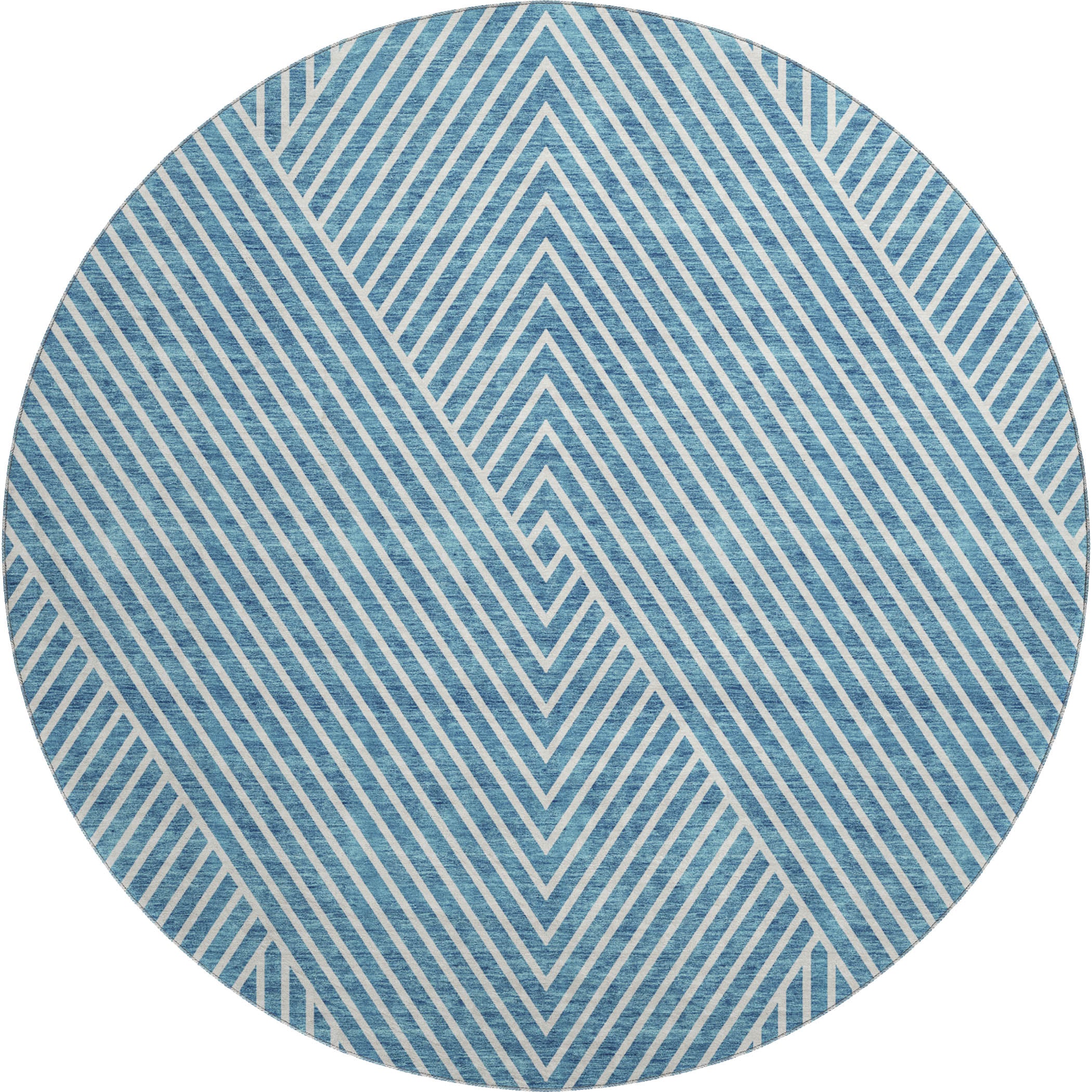 Bern Machine Washable Transitional Teal Rug 8' x 8' #shape_Round