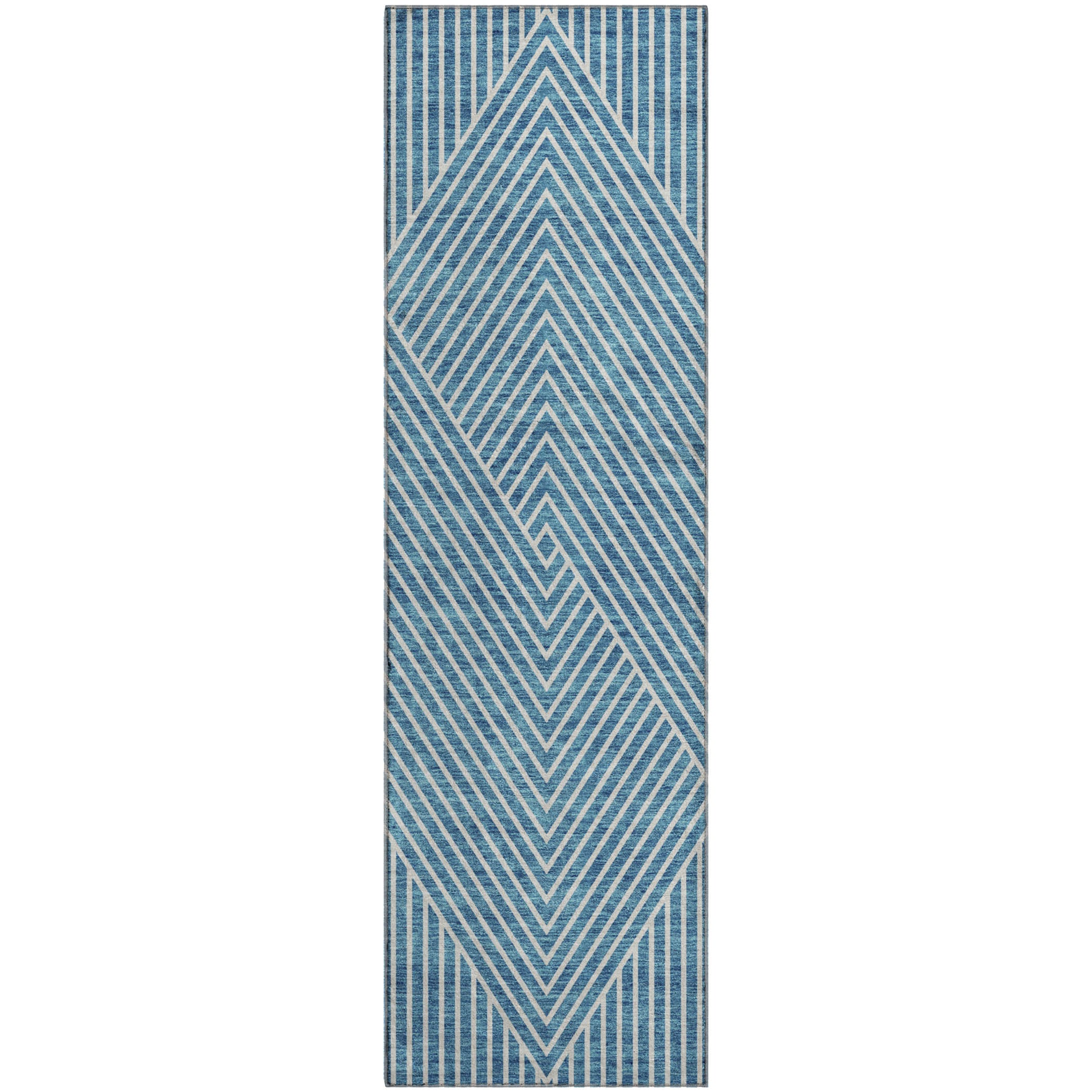 Bern Machine Washable Transitional Teal Rug 2'3" x 7'6" #shape_Runner