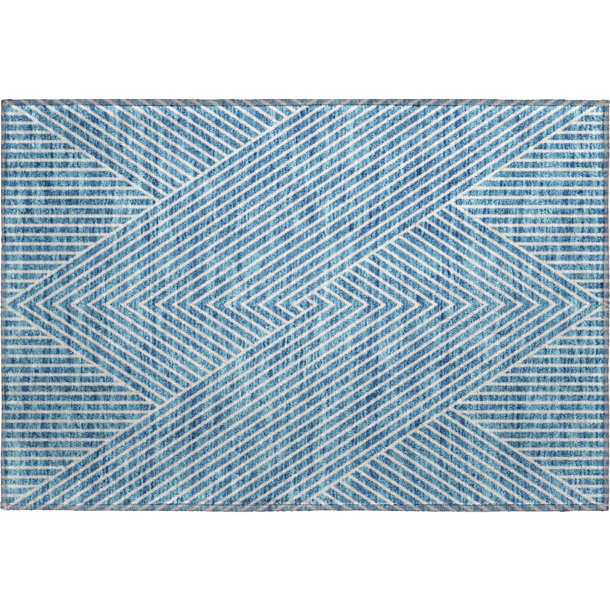 Bern Machine Washable Transitional Teal Rug 1'8" x 2'6" #shape_Rectangle