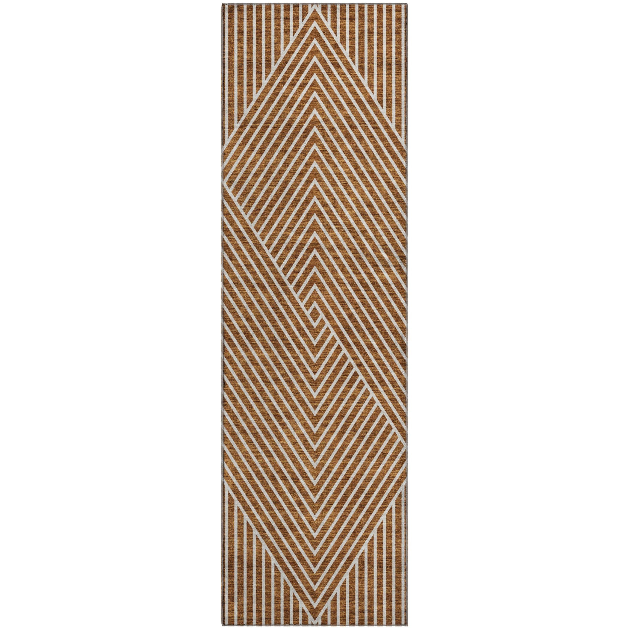 Bern Machine Washable Transitional Terracotta Orange Rug 2'3" x 7'6" #shape_Runner