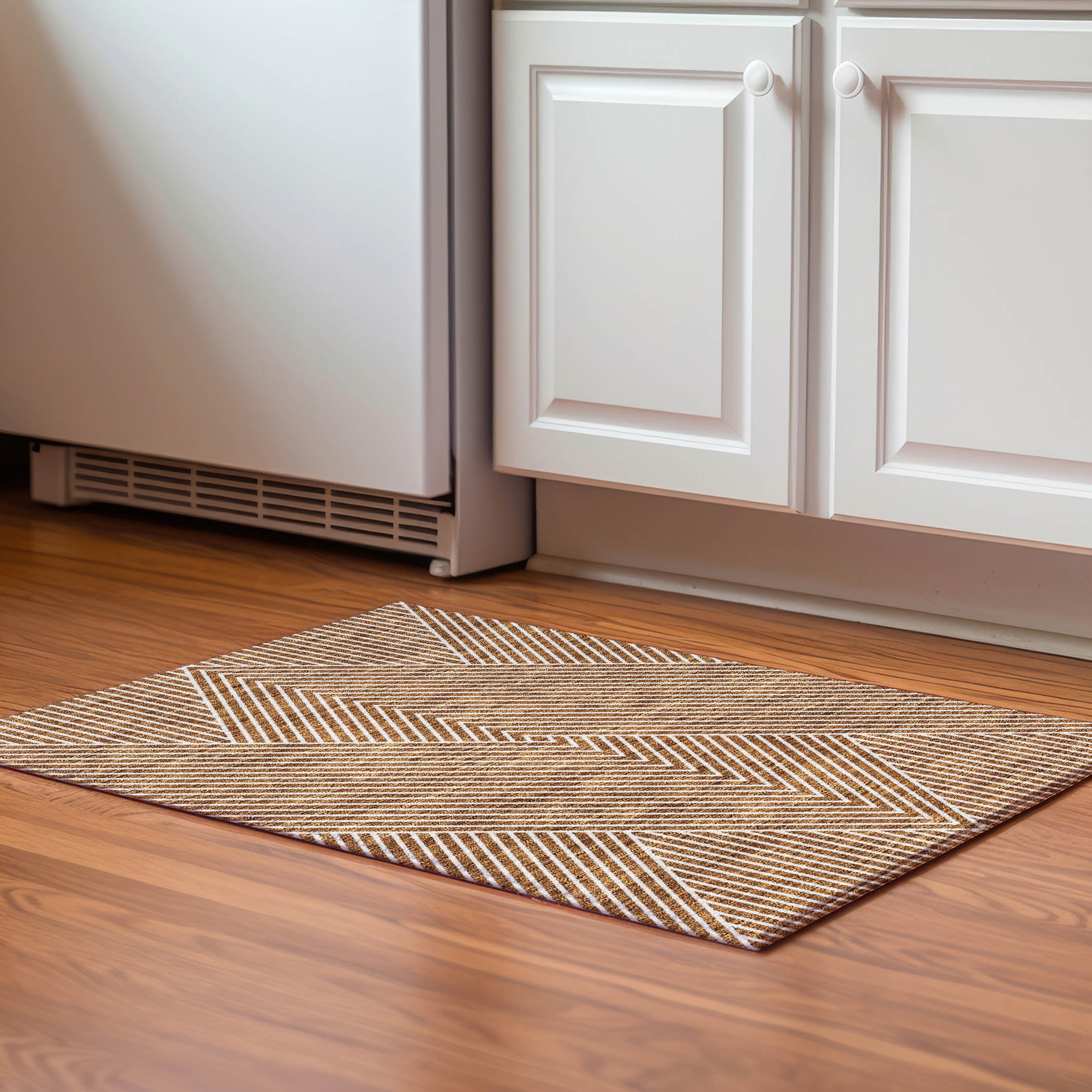 Bern Machine Washable Transitional Terracotta Orange Rug 1'8" x 2'6" #shape_Rectangle