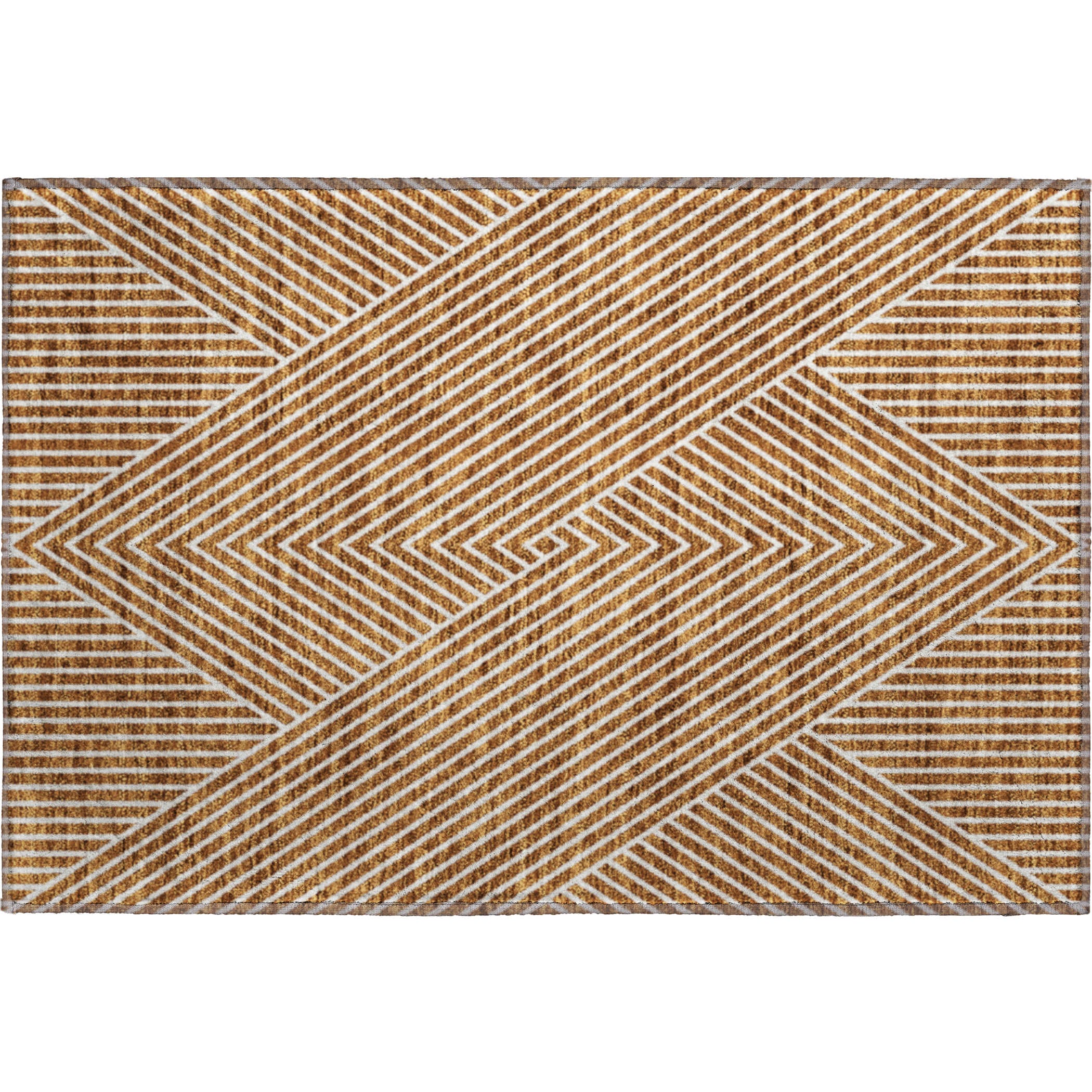 Bern Machine Washable Transitional Terracotta Orange Rug 1'8" x 2'6" #shape_Rectangle