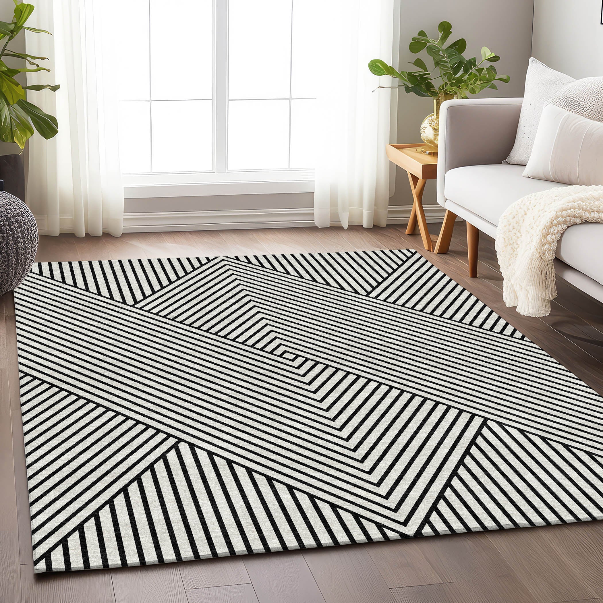 Bern Machine Washable Transitional White Ivory Rug 2'6" x 3'10" #shape_Rectangle