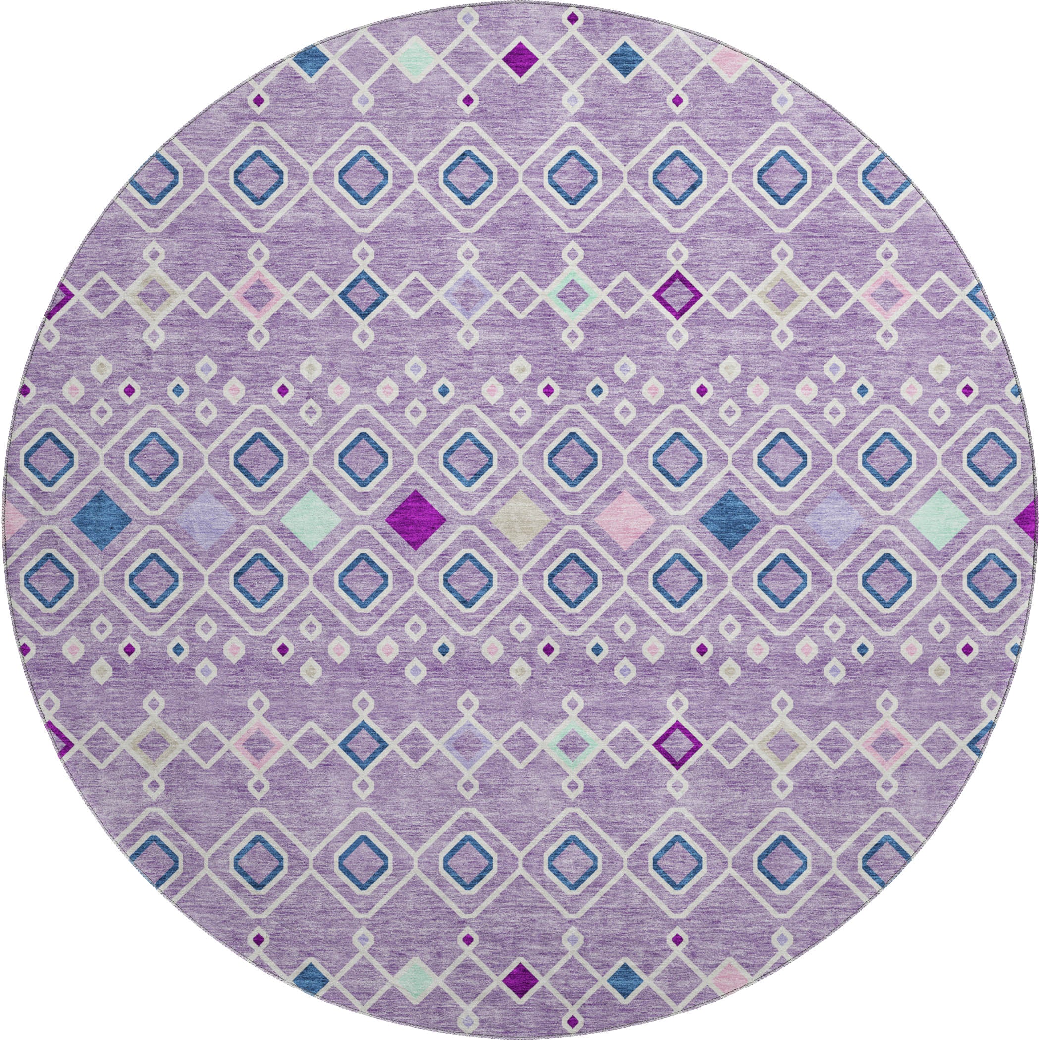 Tallinn Machine Washable Transitional Lavender Purple Rug 8' x 8' #shape_Round