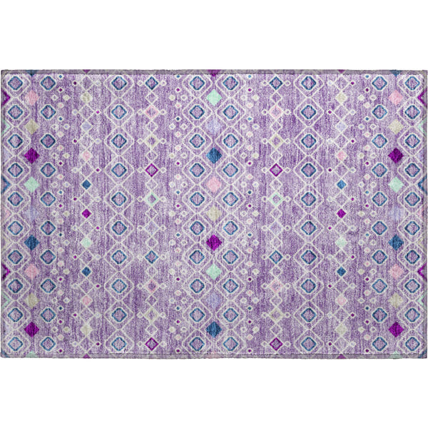 Tallinn Machine Washable Transitional Lavender Purple Rug 1'8" x 2'6"
