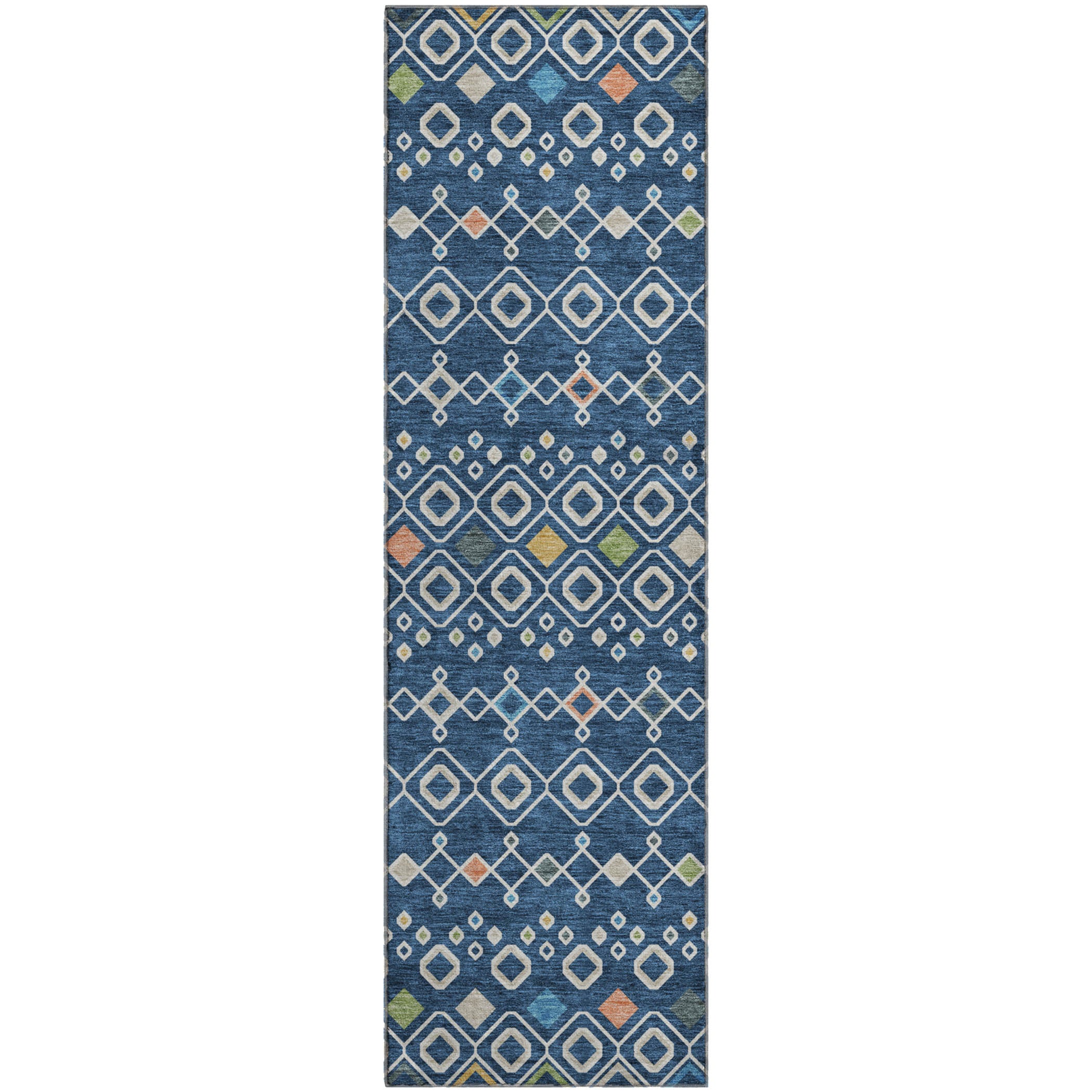 Tallinn Machine Washable Transitional Navy Blue Rug 2'3" x 7'6" #shape_Runner