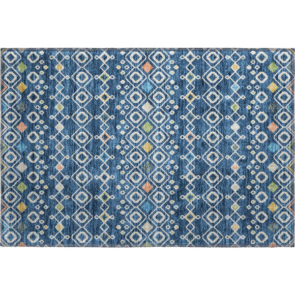 Tallinn Machine Washable Transitional Navy Blue Rug 1'8" x 2'6"