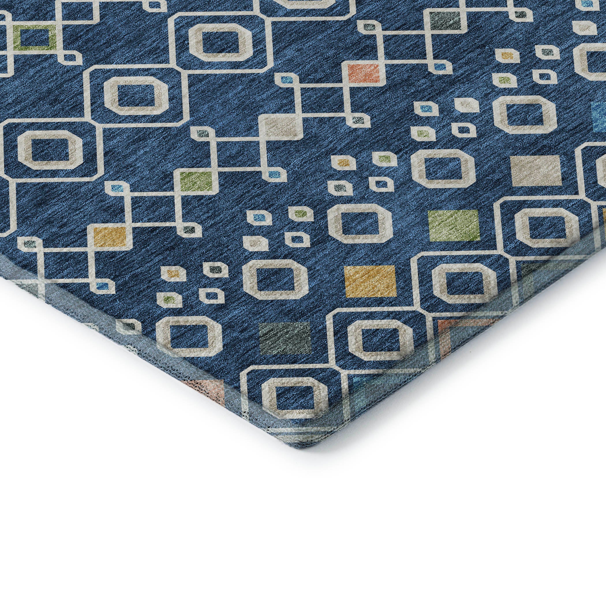 Tallinn Machine Washable Transitional Navy Blue Rug 1'8" x 2'6" #shape_Rectangle