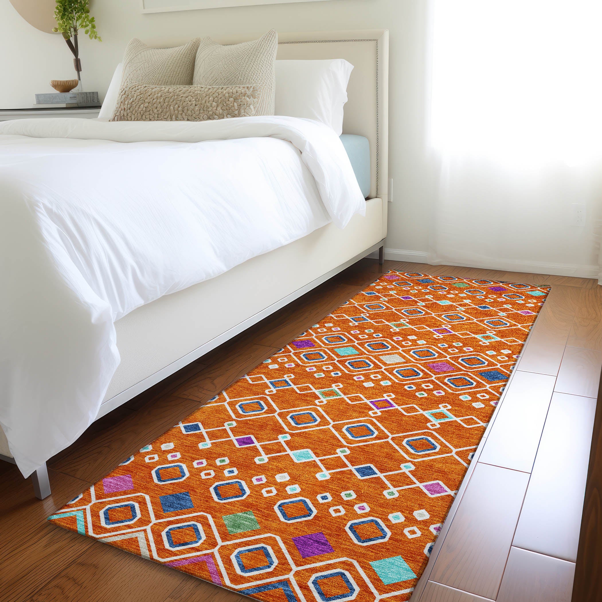 Tallinn Machine Washable Transitional Orange Rug 2'3" x 7'6" #shape_Runner