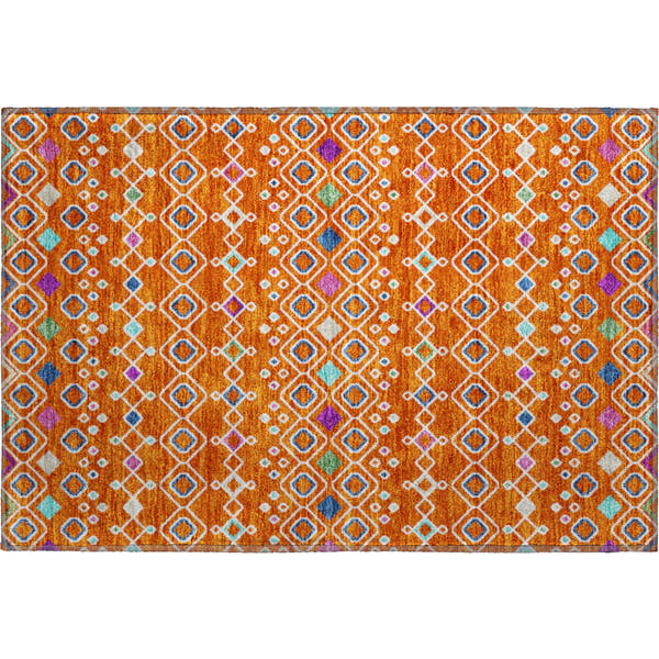 Tallinn Machine Washable Transitional Orange Rug 1'8" x 2'6"