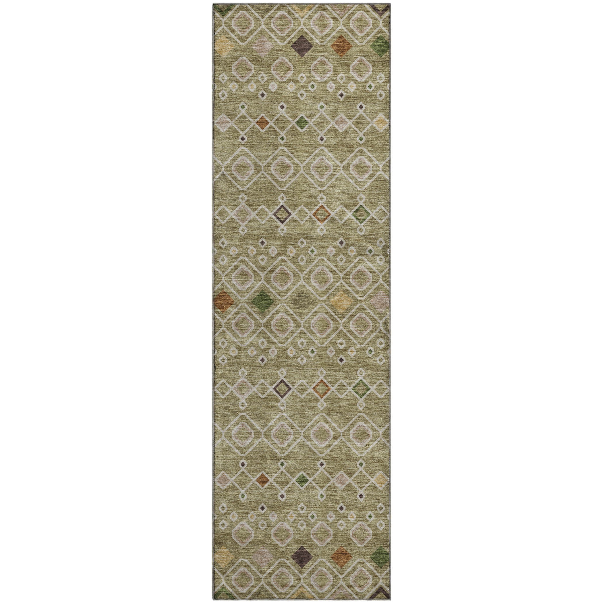 Tallinn Machine Washable Transitional Sage Green Rug 2'3" x 7'6" #shape_Runner