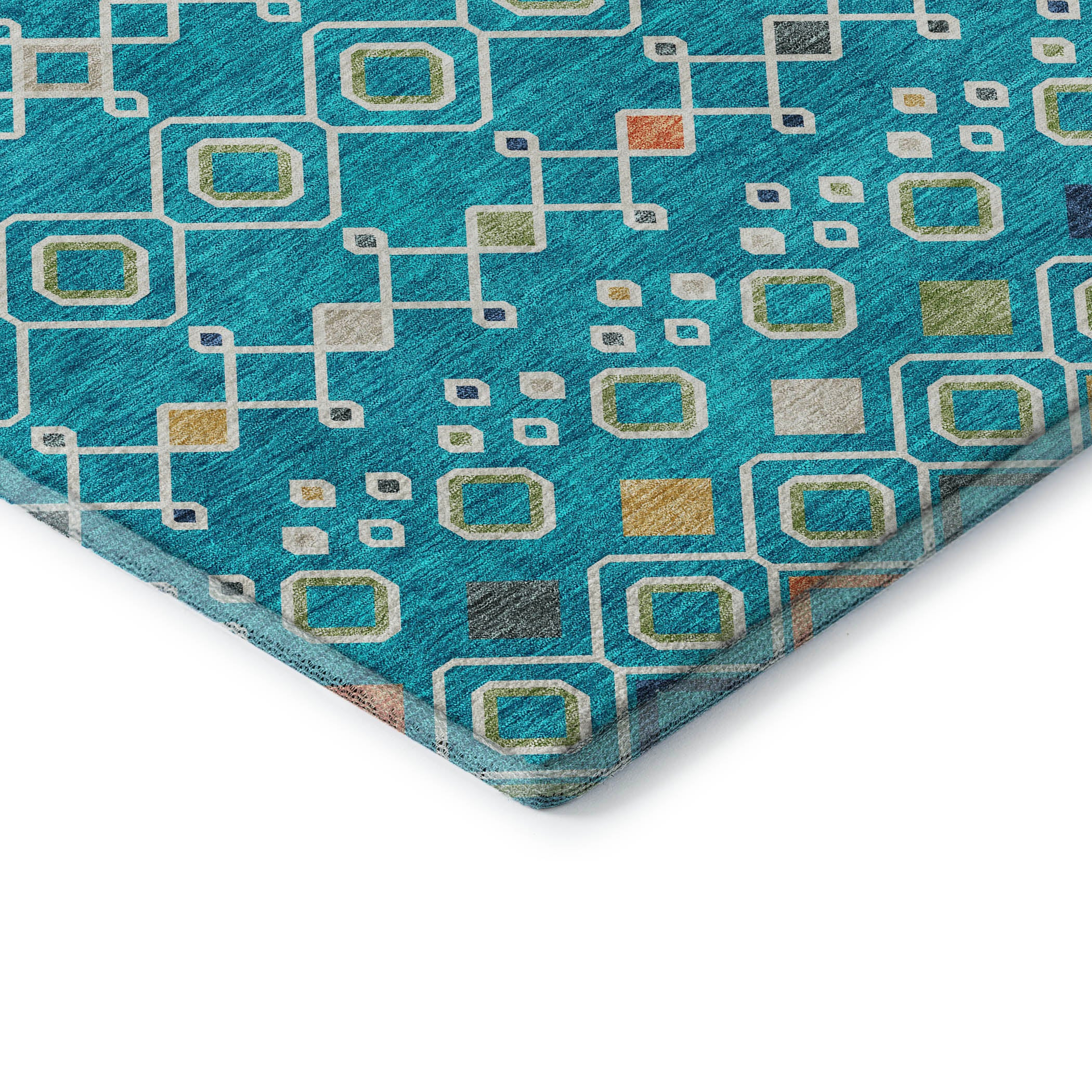 Tallinn Machine Washable Transitional Teal Rug 1'8" x 2'6" #shape_Rectangle