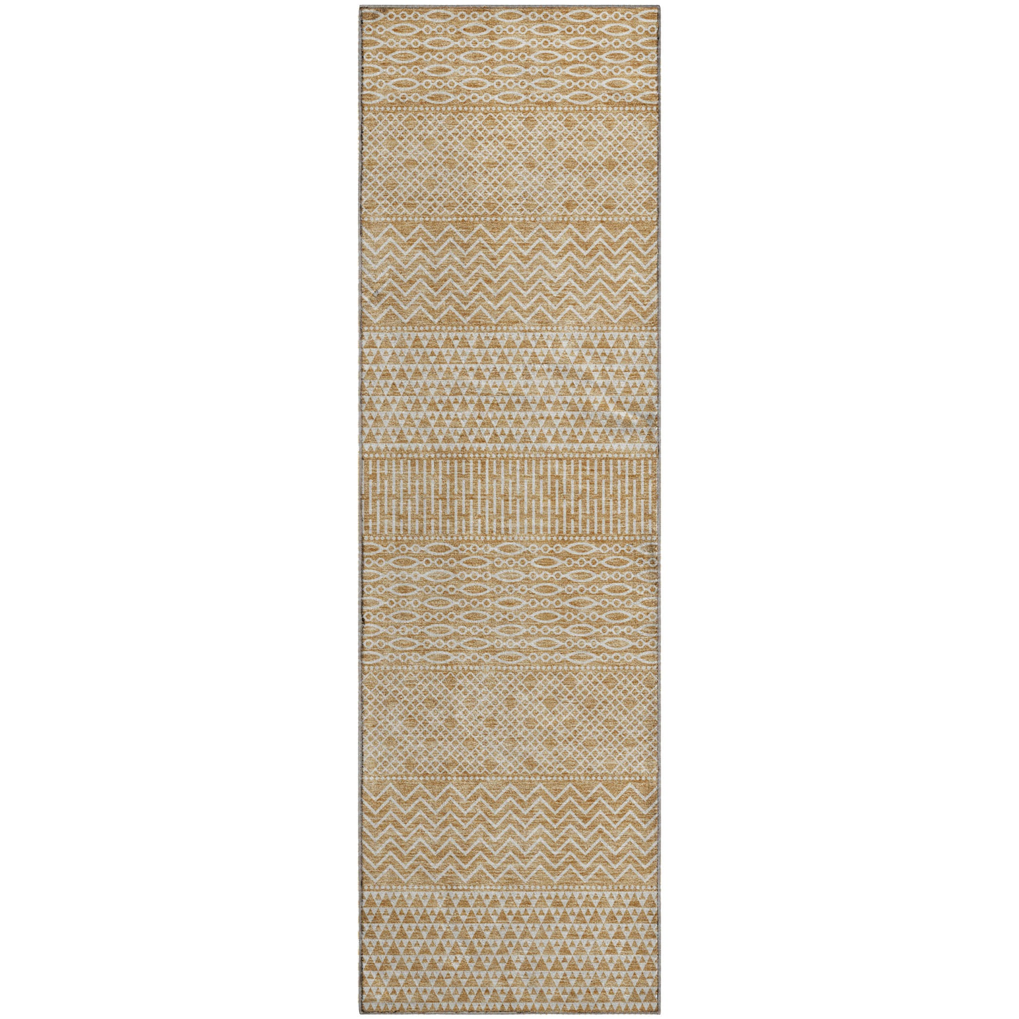Florence Machine Washable Transitional Gold Rug 2'3" x 7'6" #shape_Runner
