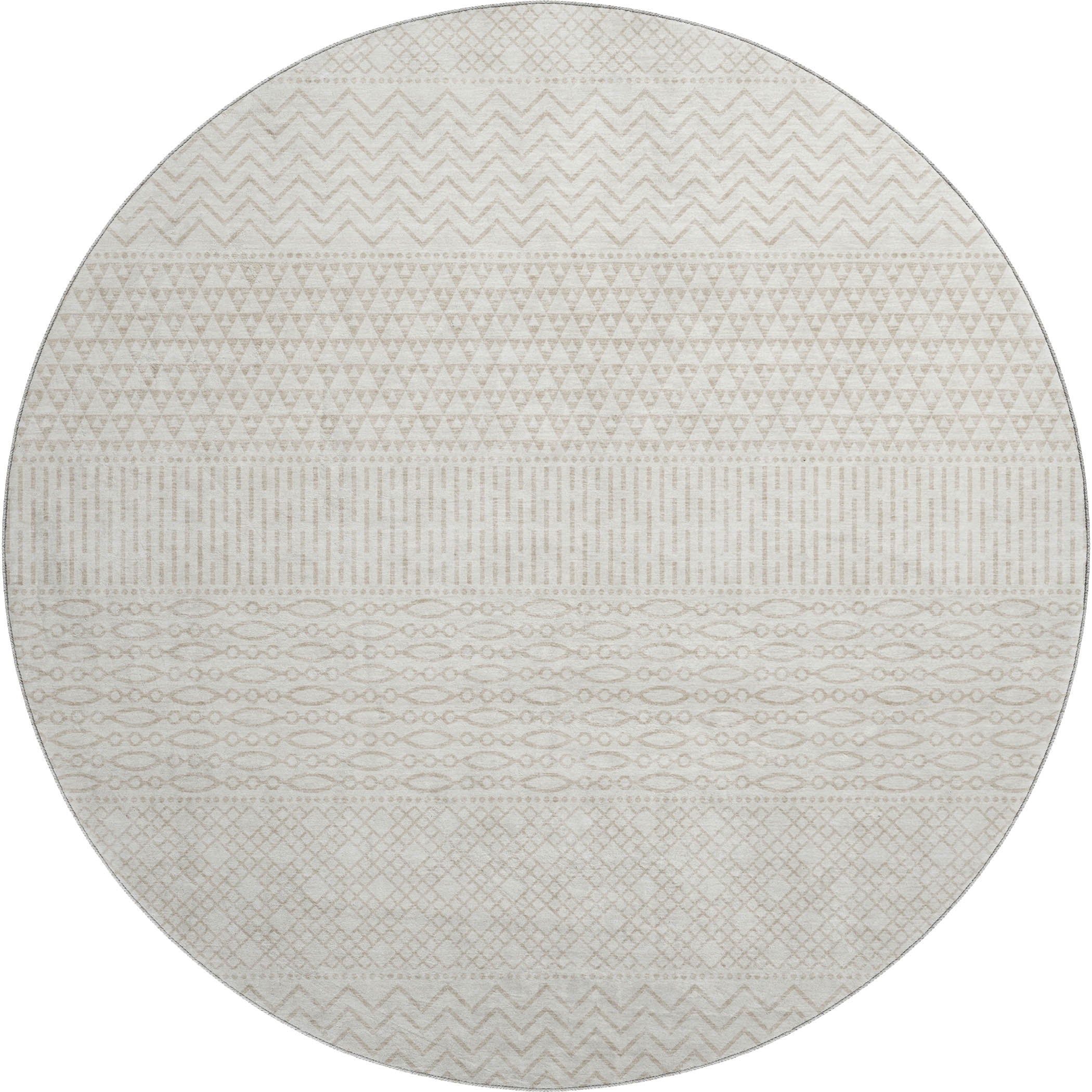 Florence Machine Washable Transitional Ivory Rug 8' x 8' #shape_Round