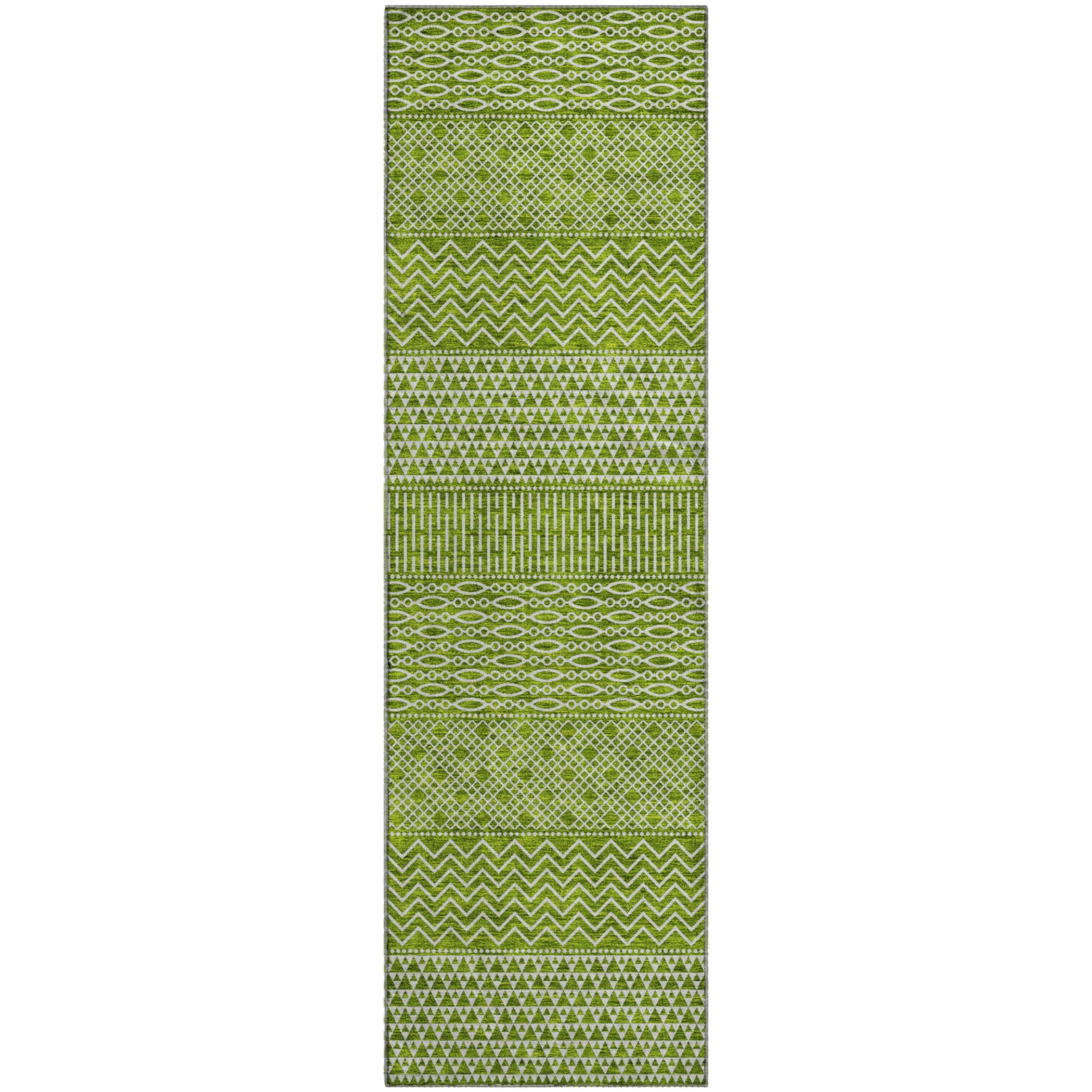 Florence Machine Washable Transitional Lime Green Rug 2'3" x 7'6" #shape_Runner