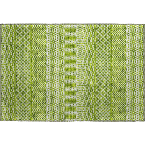Florence Machine Washable Transitional Lime Green Rug 1'8" x 2'6"