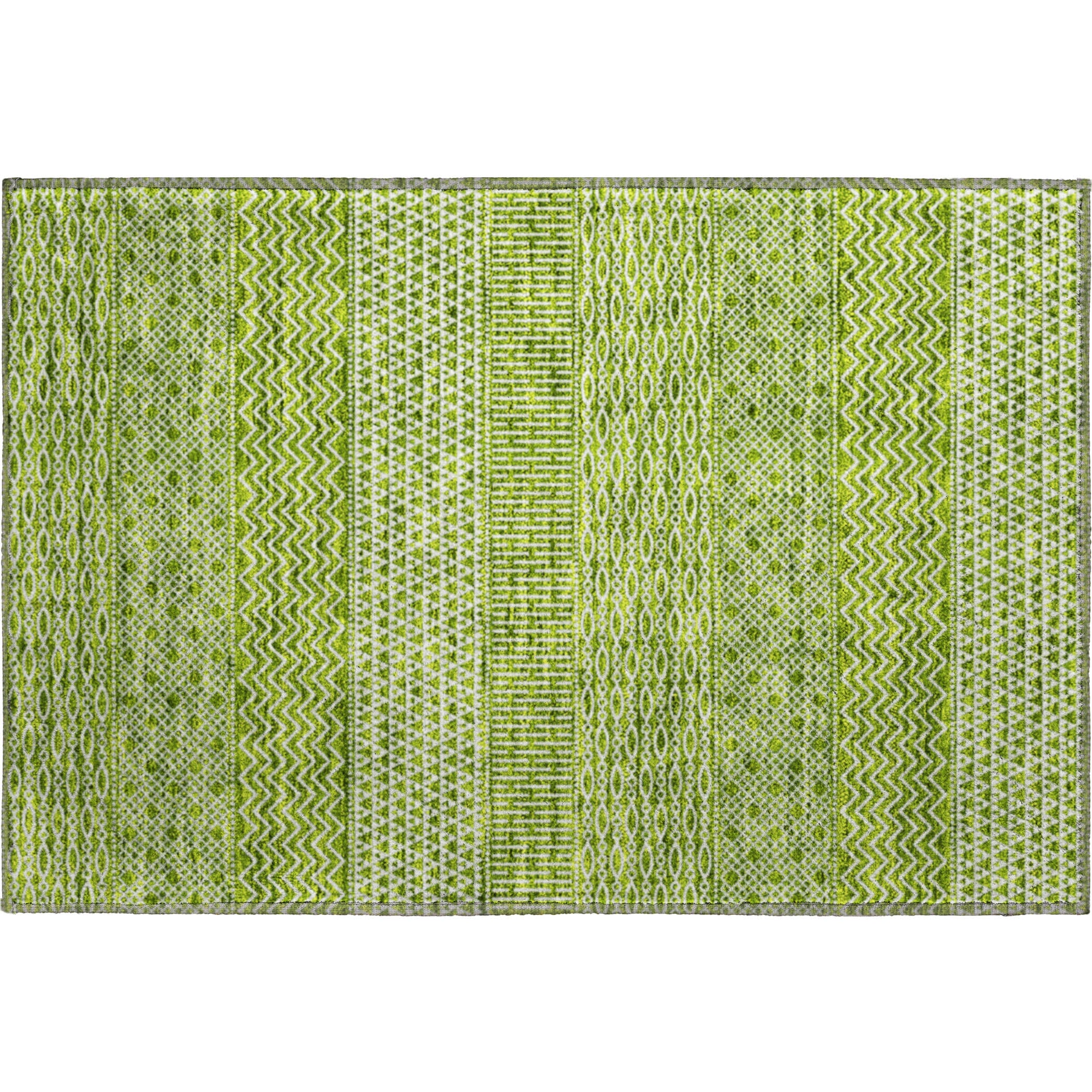 Florence Machine Washable Transitional Lime Green Rug 1'8" x 2'6" #shape_Rectangle