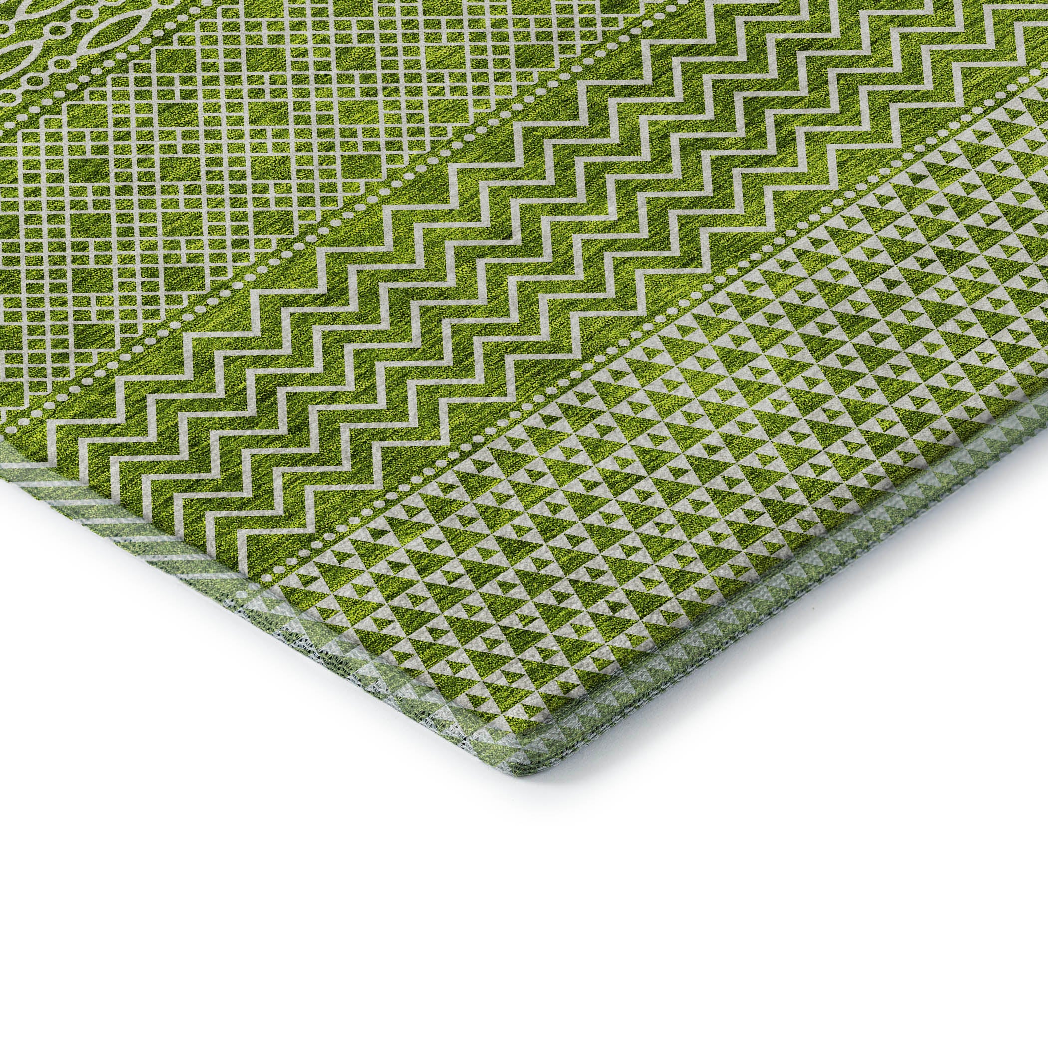 Florence Machine Washable Transitional Lime Green Rug 1'8" x 2'6" #shape_Rectangle