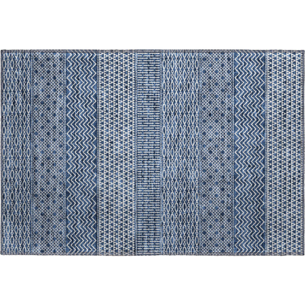 Florence Machine Washable Transitional Navy Blue Rug 1'8" x 2'6"