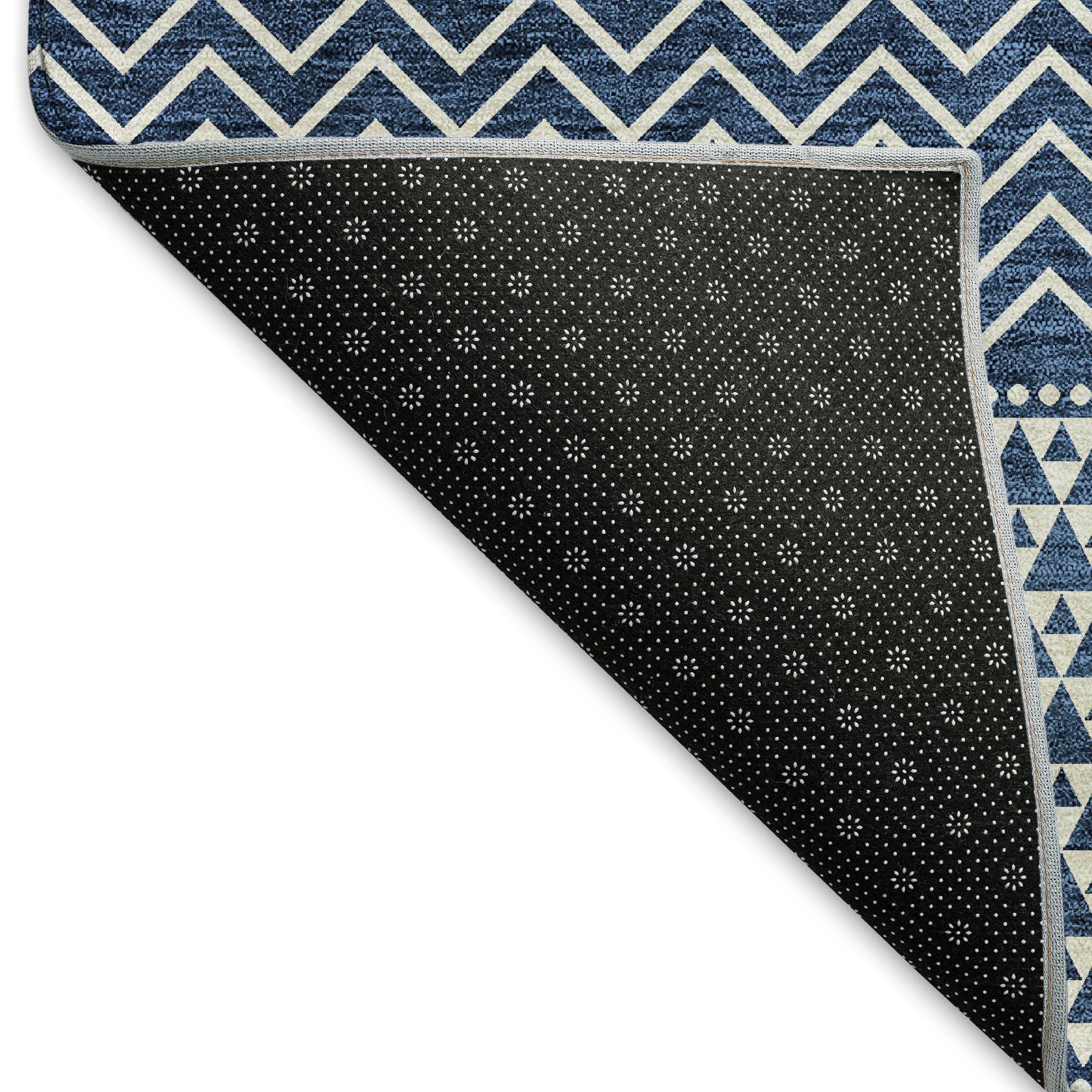 Florence Machine Washable Transitional Navy Blue Rug 1'8" x 2'6" #shape_Rectangle